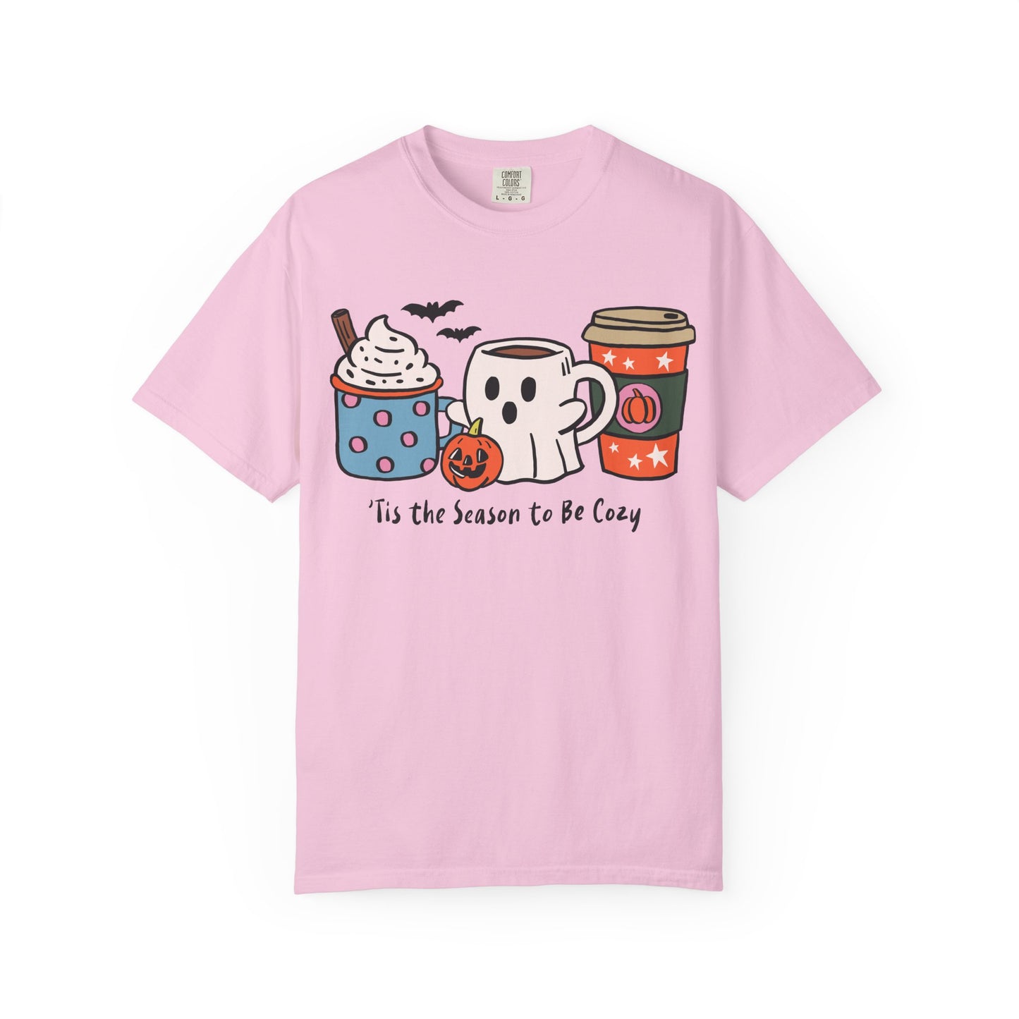 Cozy Halloween T-Shirt, Unisex Fashion Tee, Fall Apparel, Pumpkin Spice Drink Shirt, Seasonal Outfit, Gifts for Halloween Lovers