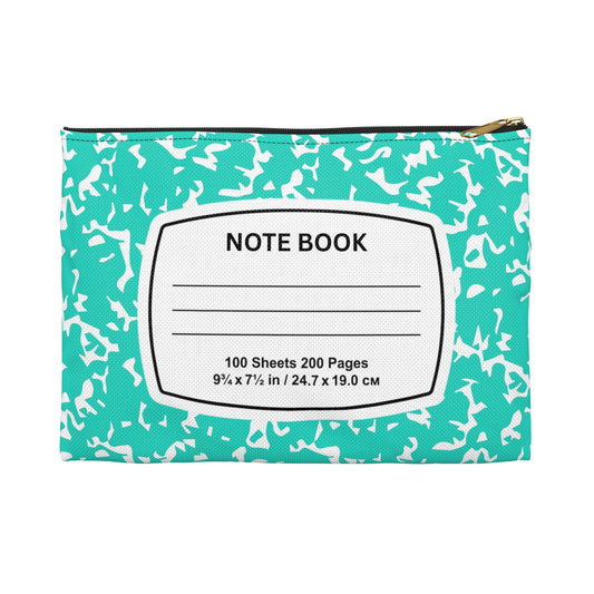 Colorful Accessory Pouch for Notes, Makeup Bag, Travel Organizer, Fun School Supplies, Gift for Students, Turquoise