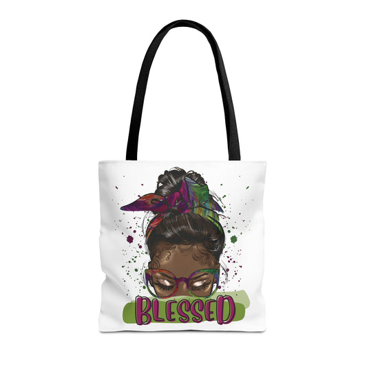Blessed Tote Bag, Positive Vibes Tote, Inspirational Gift for Her, Eco-Friendly Shopping Bag, Trendy Art Tote