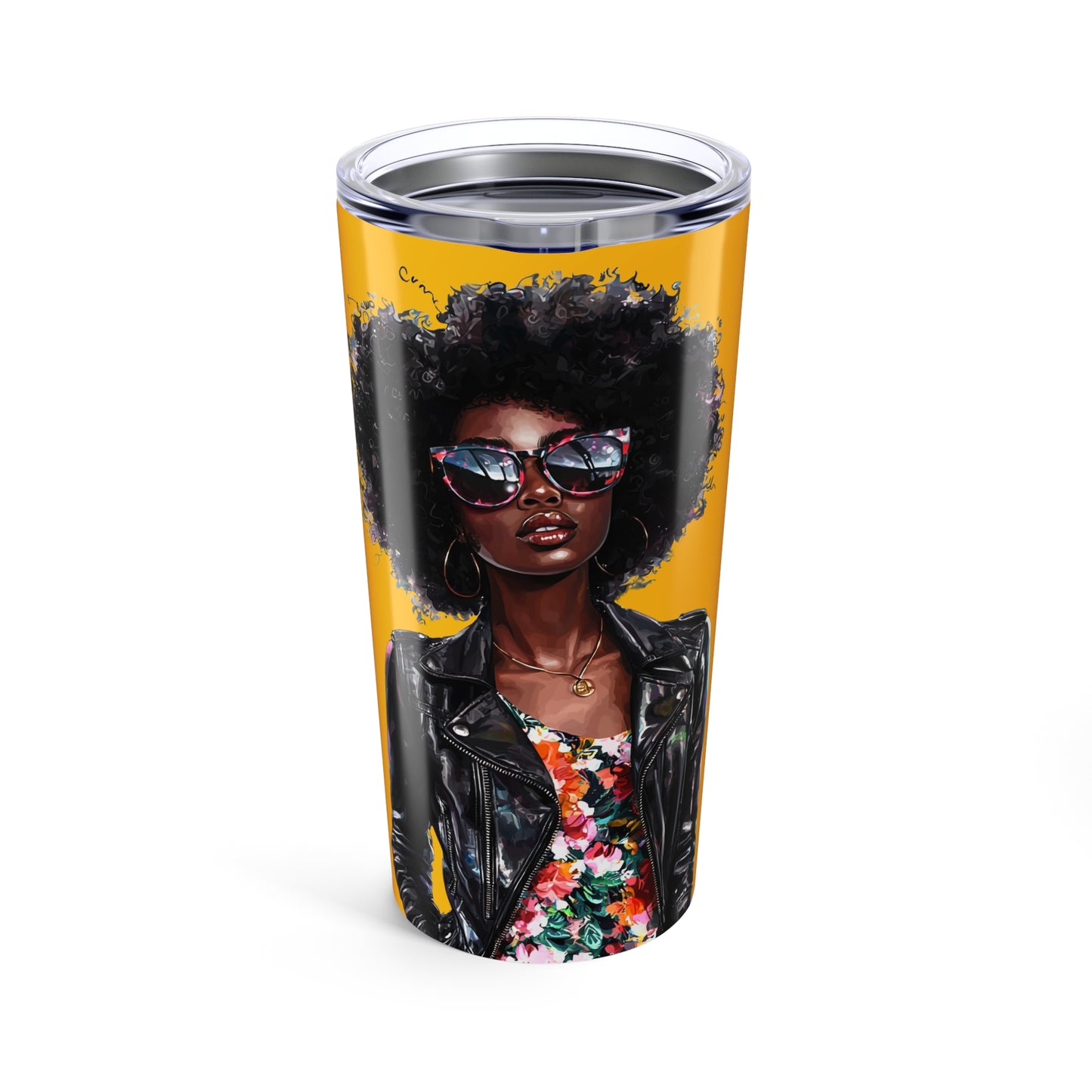 Chic Afro Girl Tumbler | Vibrant 20oz Travel Cup | Perfect for Fashionistas, Gifts, Birthdays, Summer Vibes, and More
