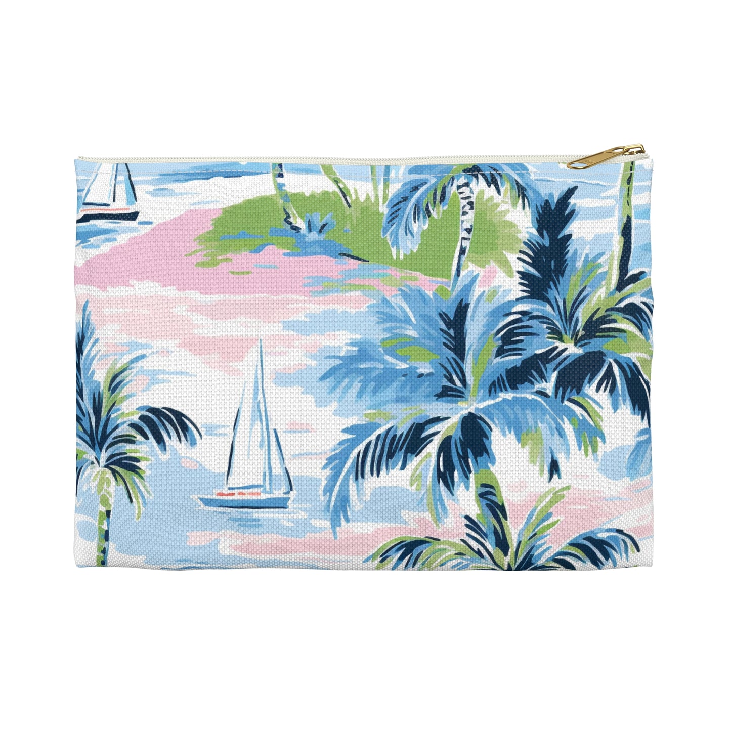Tropical Print Accessory Pouch, Nautical Makeup Bag, Beach Travel Organizer, Palm Leaf Clutch, Gift for Her