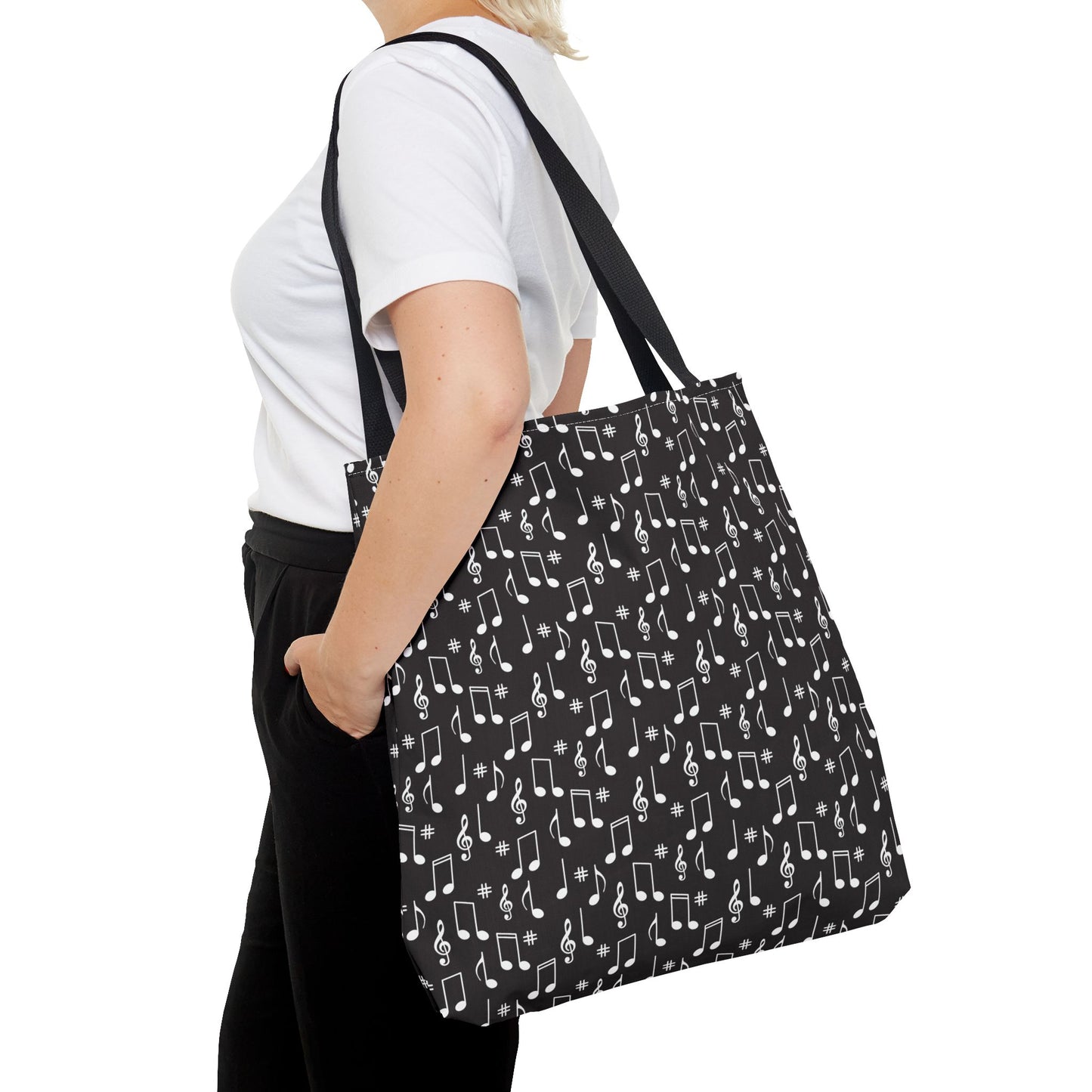 Musical Notes Tote Bag, Eco-Friendly Shopping Bag, Music Lover Gift, Stylish Carry-All, Gift for Musicians