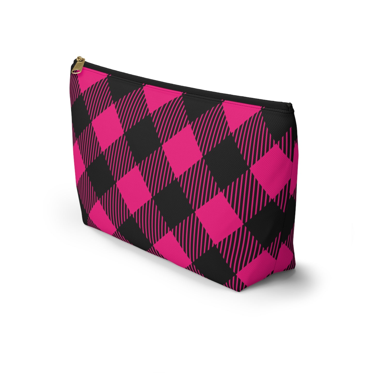 Chic Pink Plaid Accessory Pouch, Makeup Bag, Toiletry Case, Gift for Her, Travel Organizer, Fun Storage Solution