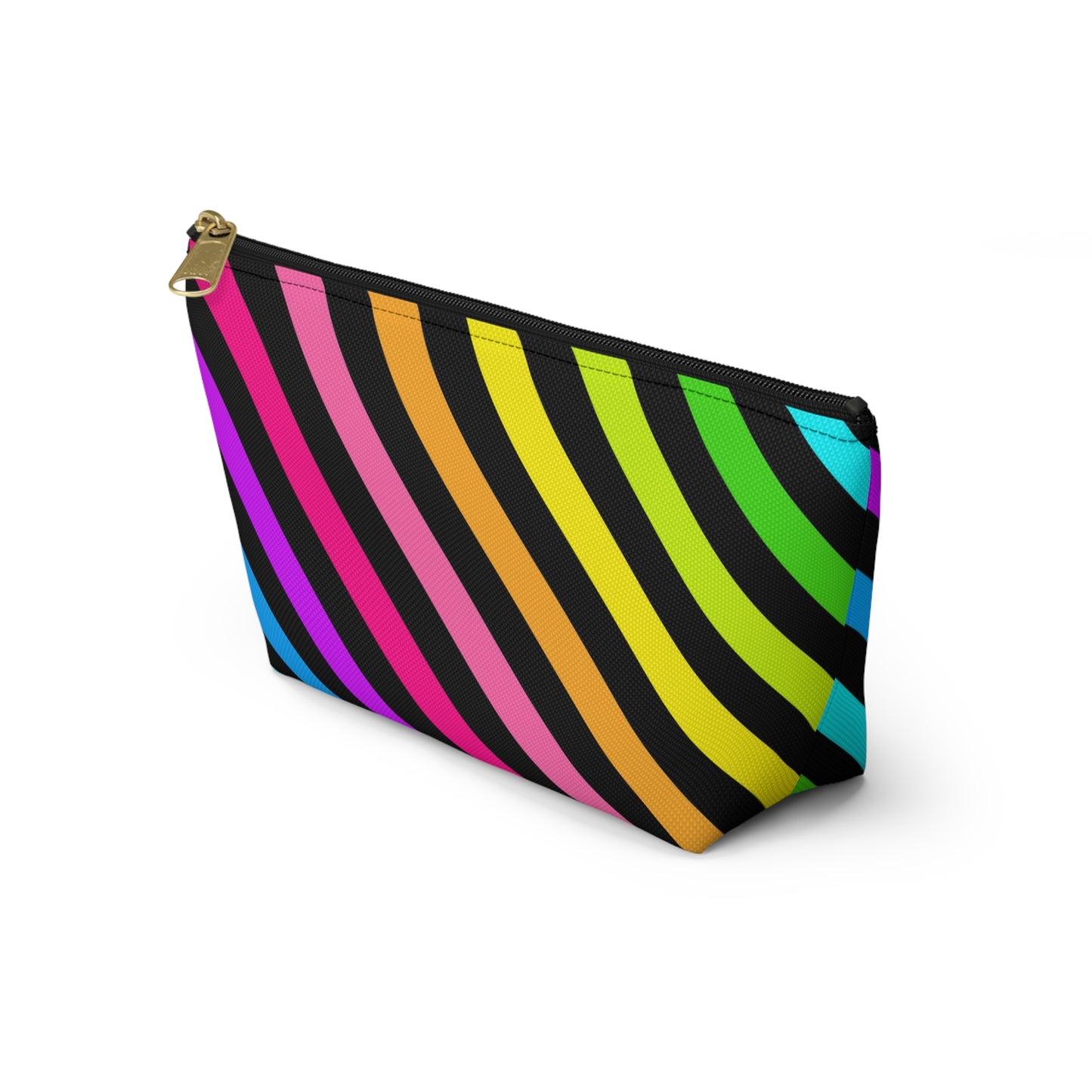 Vibrant Striped Accessory Pouch for Makeup, Travel, and Organization