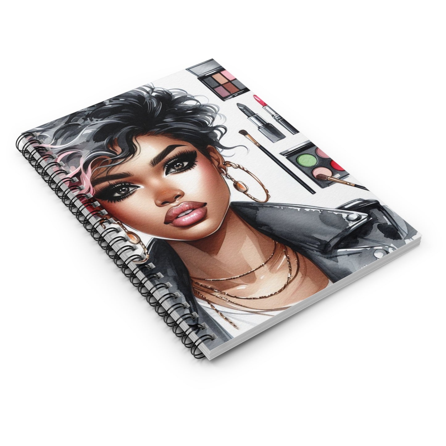 Fierce Glam Spiral Notebook - Ruled Line, Makeup Lover Journal