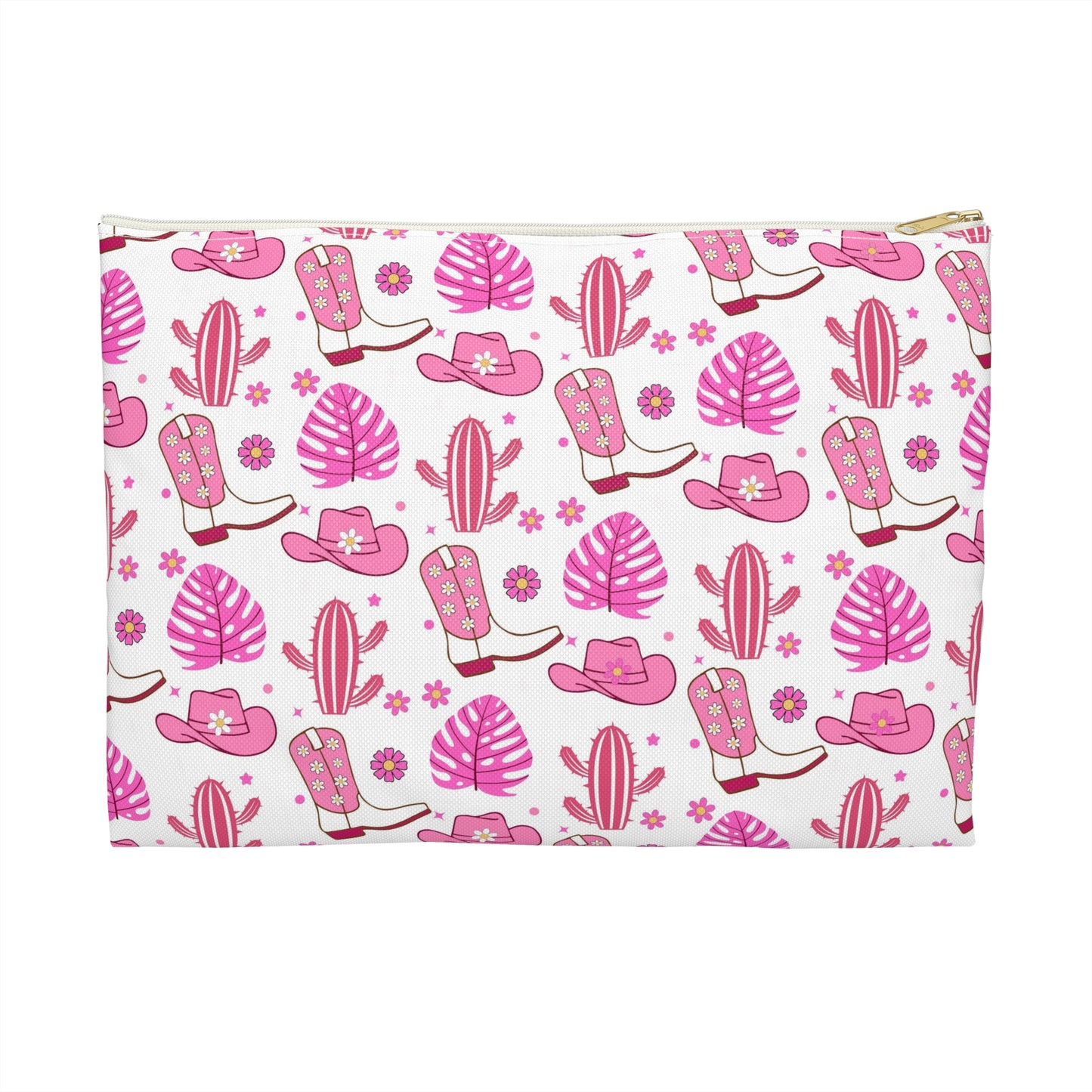 Cowgirl Chic Accessory Pouch, Western-Themed Storage Bag, Travel Organizer, Cute Makeup Bag, Gifts for Her, Pink Boots & Trees