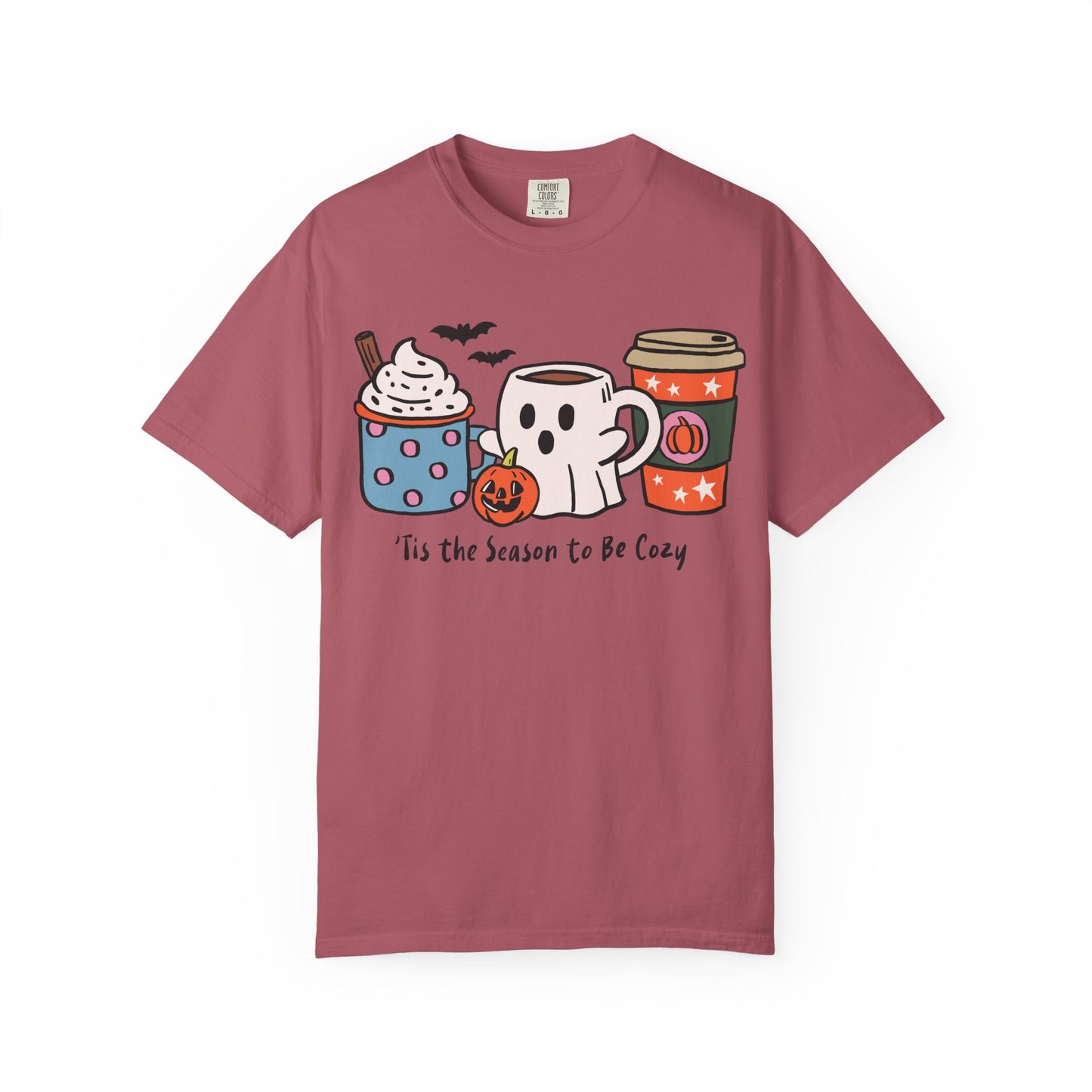 Cozy Halloween T-Shirt, Unisex Fashion Tee, Fall Apparel, Pumpkin Spice Drink Shirt, Seasonal Outfit, Gifts for Halloween Lovers