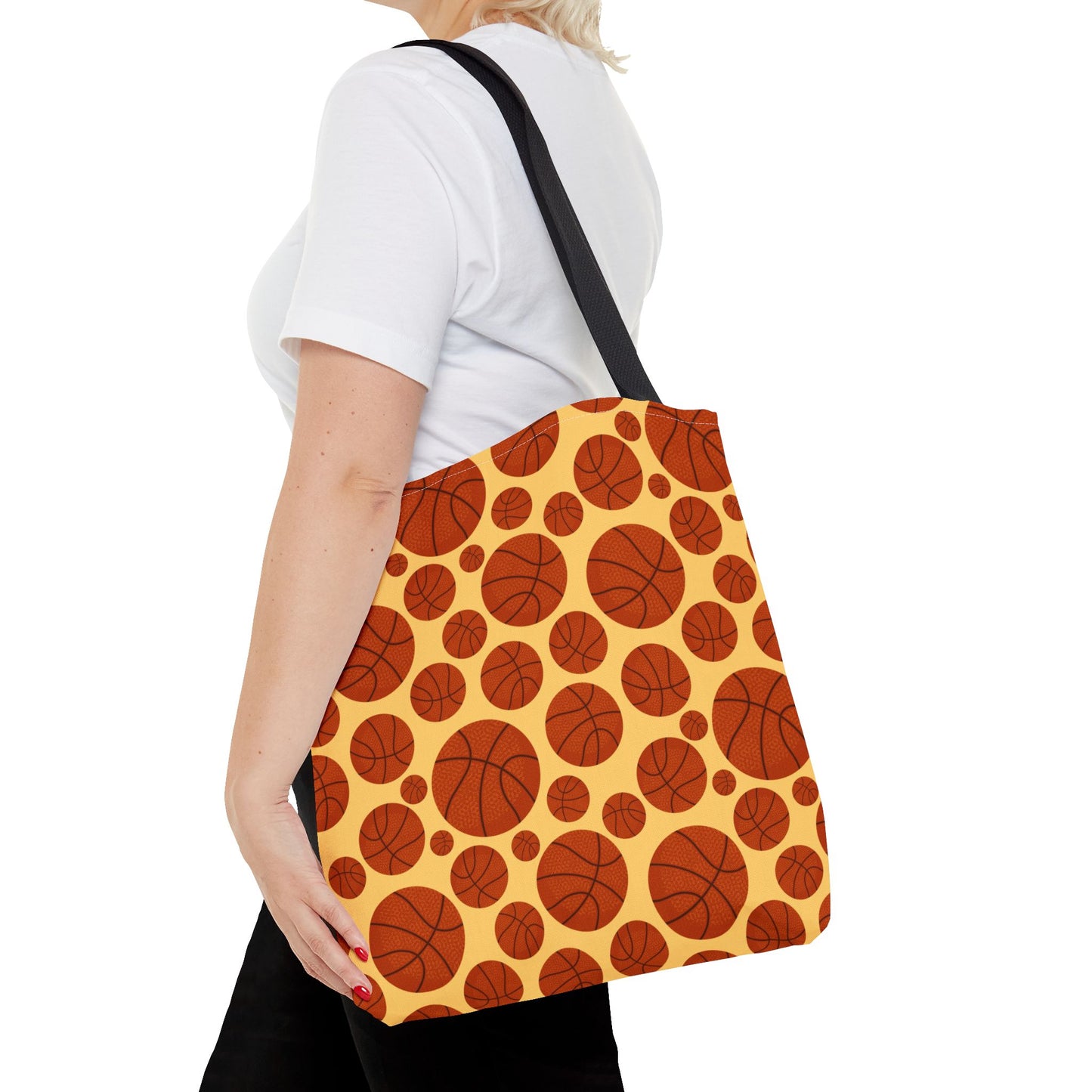 Basketball Pattern Tote Bag - Perfect for Sports Lovers, Gym Essentials, Game Day, Coaches, Team Gifts