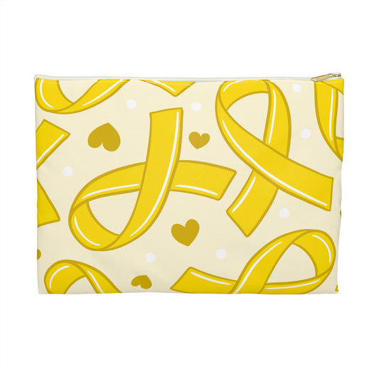 Cheerful Yellow Ribbon Accessory Pouch, Perfect for Gifts, Makeup, Organization, Fundraiser, Awareness Events
