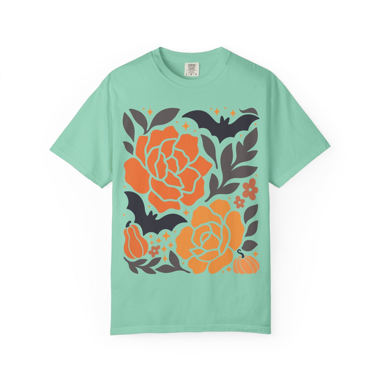 Halloween Floral T-Shirt, Fall Shirt, Unisex Tee, Spooky Apparel, Gift for Her, Floral Top, Autumn Fashion