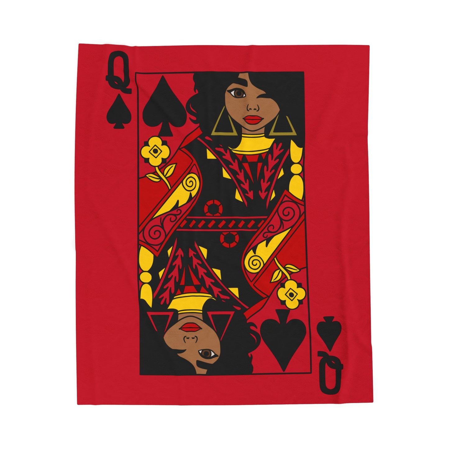Queen of Spades Velveteen Plush Blanket | Cozy Throw for Game Nights, Unique Gift for Birthdays, Home Decor, Comfort, and Relaxation, Red