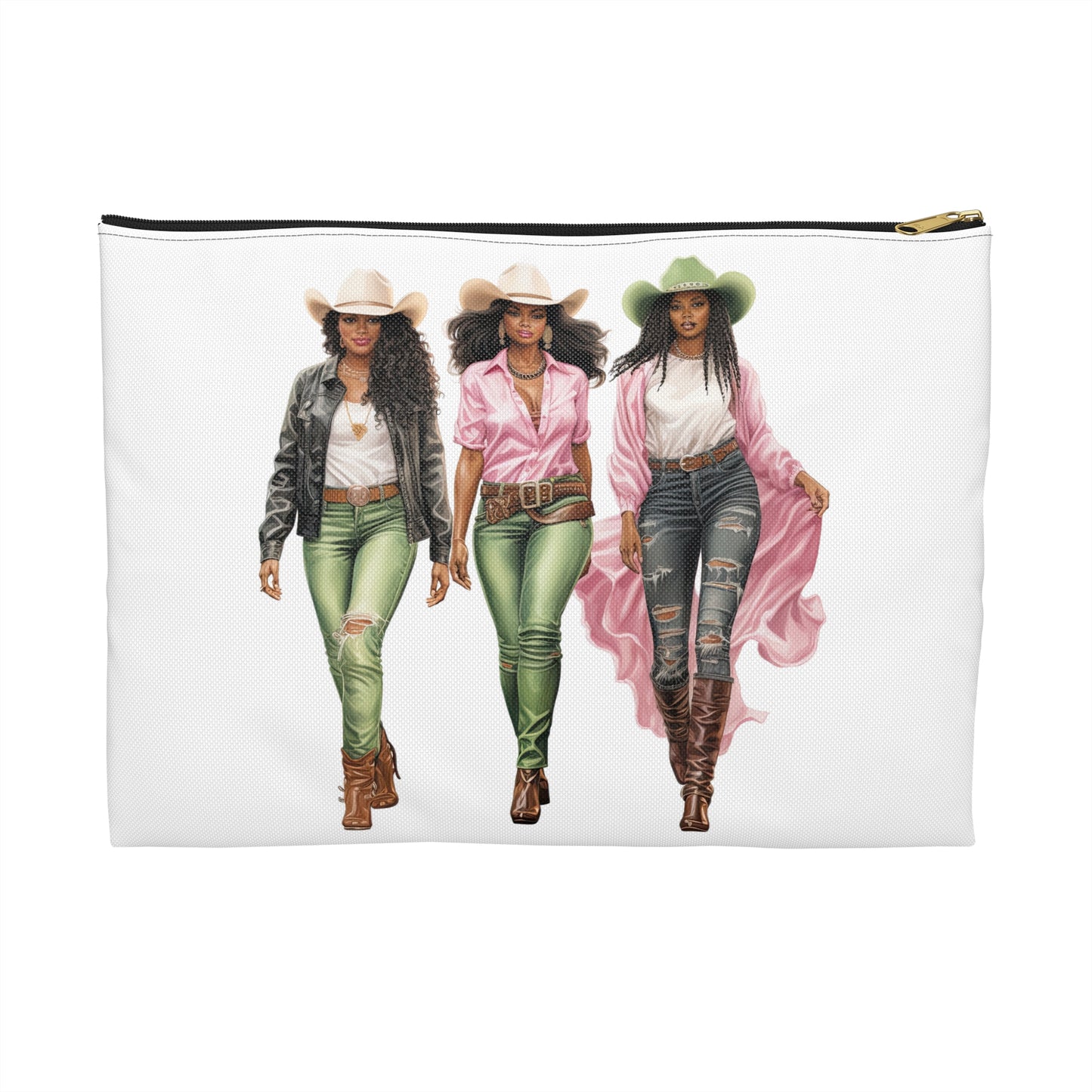 Cowgirl Accessory Pouch - Cute Western Storage Bag for Makeup, Travel, Gifts, Rodeo Fanatic, Fun Pink Cowgirl Design