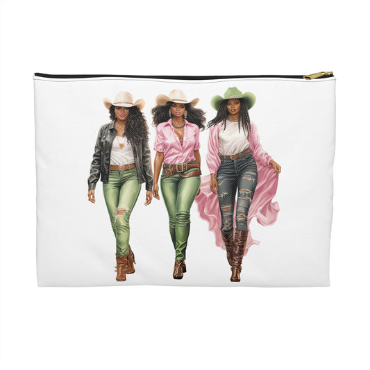 Cowgirl Accessory Pouch - Cute Western Storage Bag for Makeup, Travel, Gifts, Rodeo Fanatic, Fun Pink Cowgirl Design