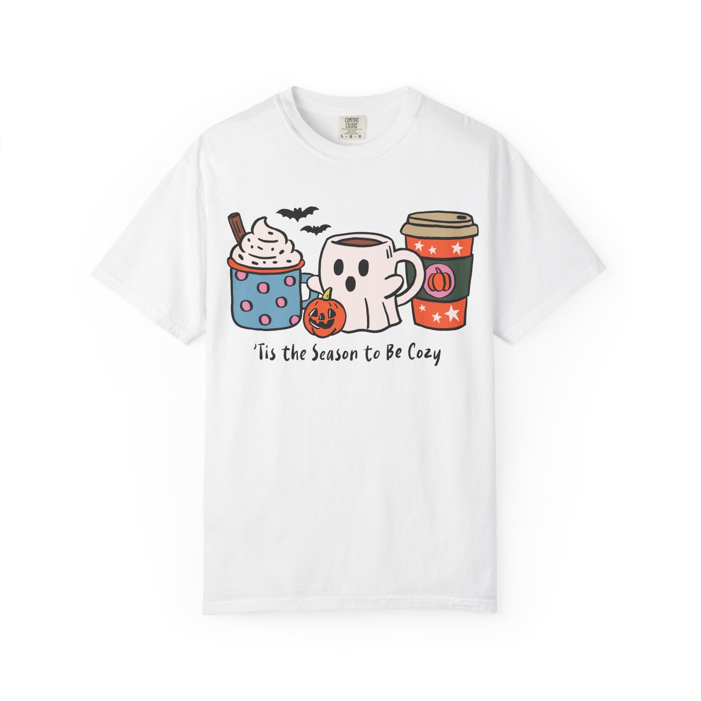 Cozy Halloween T-Shirt, Unisex Fashion Tee, Fall Apparel, Pumpkin Spice Drink Shirt, Seasonal Outfit, Gifts for Halloween Lovers
