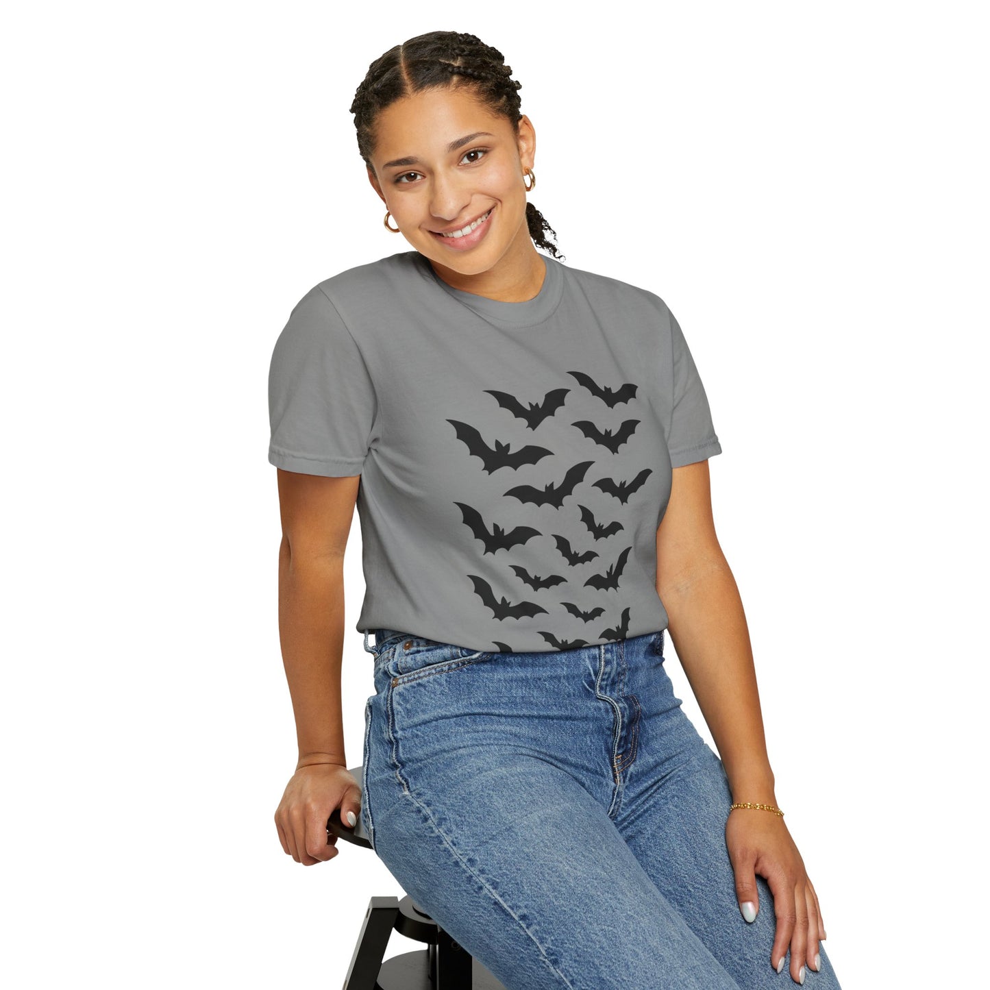 Bats T-Shirt | Unisex Garment-Dyed Tee, Halloween Apparel, Casual Wear, Gift for Bat Lovers, Unique Graphic Shirt