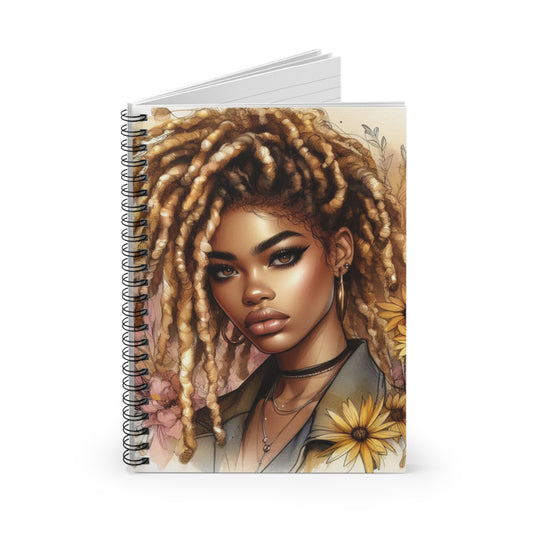 Bohemian Chic Spiral Notebook - Floral Design with Woman Illustration