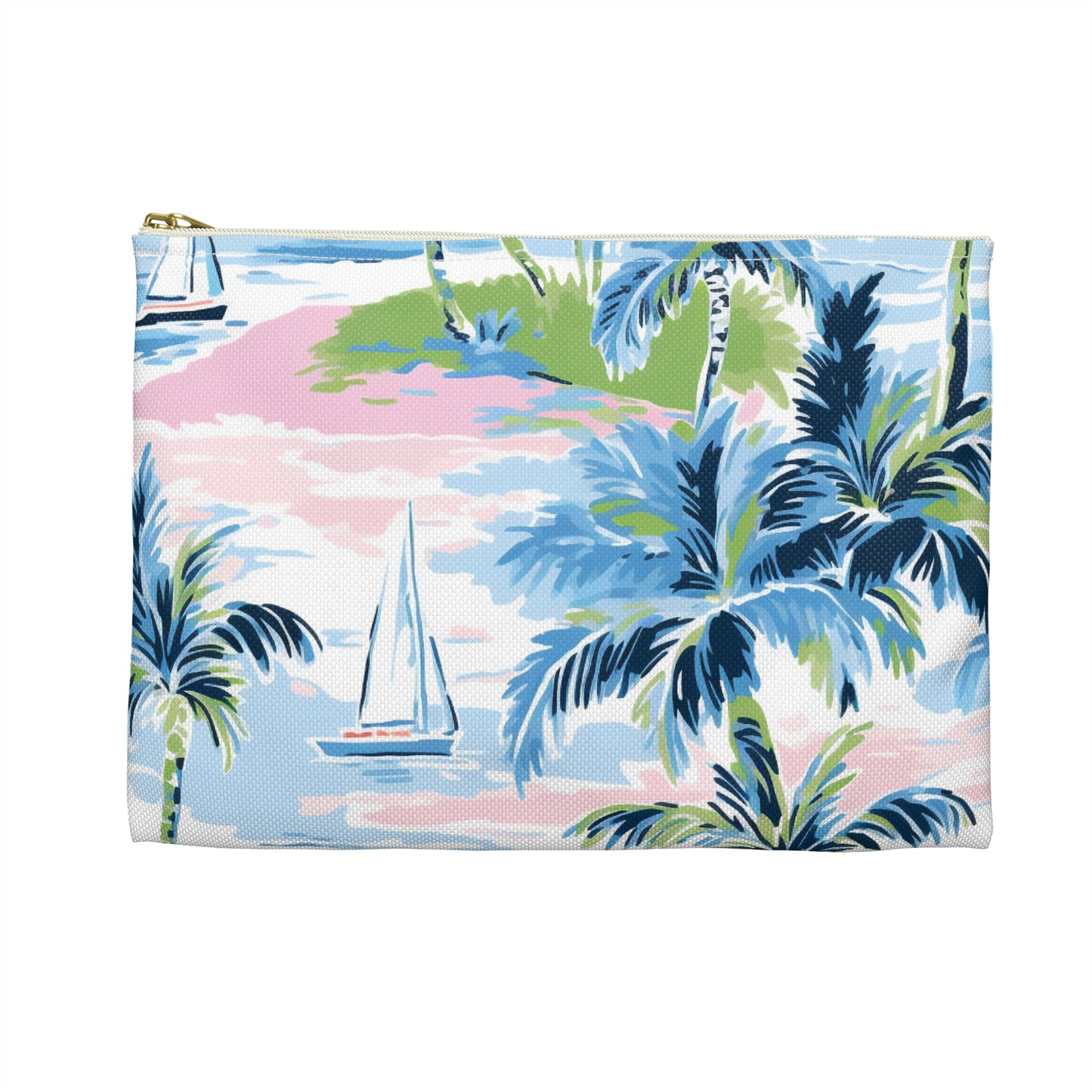 Tropical Print Accessory Pouch, Nautical Makeup Bag, Beach Travel Organizer, Palm Leaf Clutch, Gift for Her
