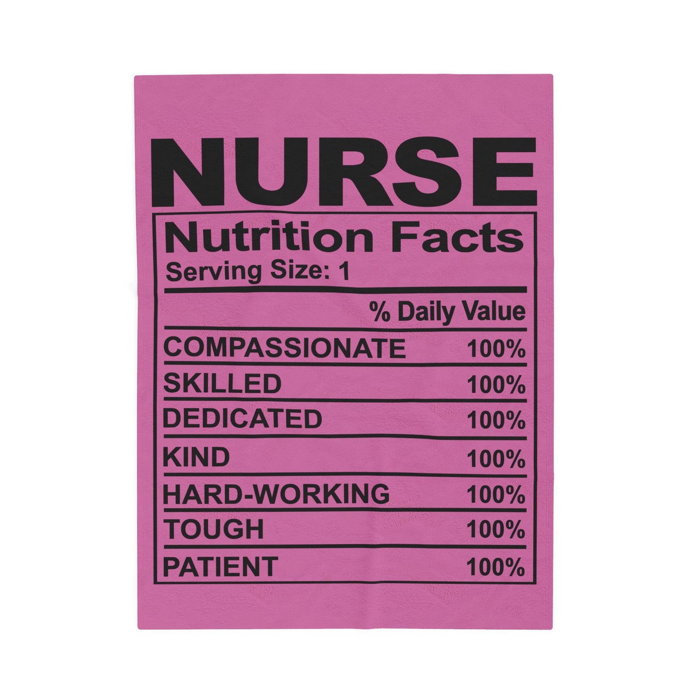 Nurse Nutrition Facts Velveteen Plush Blanket, Cozy Gift for Healthcare Workers, Nurse Appreciation, Valentine's Day, Birthday