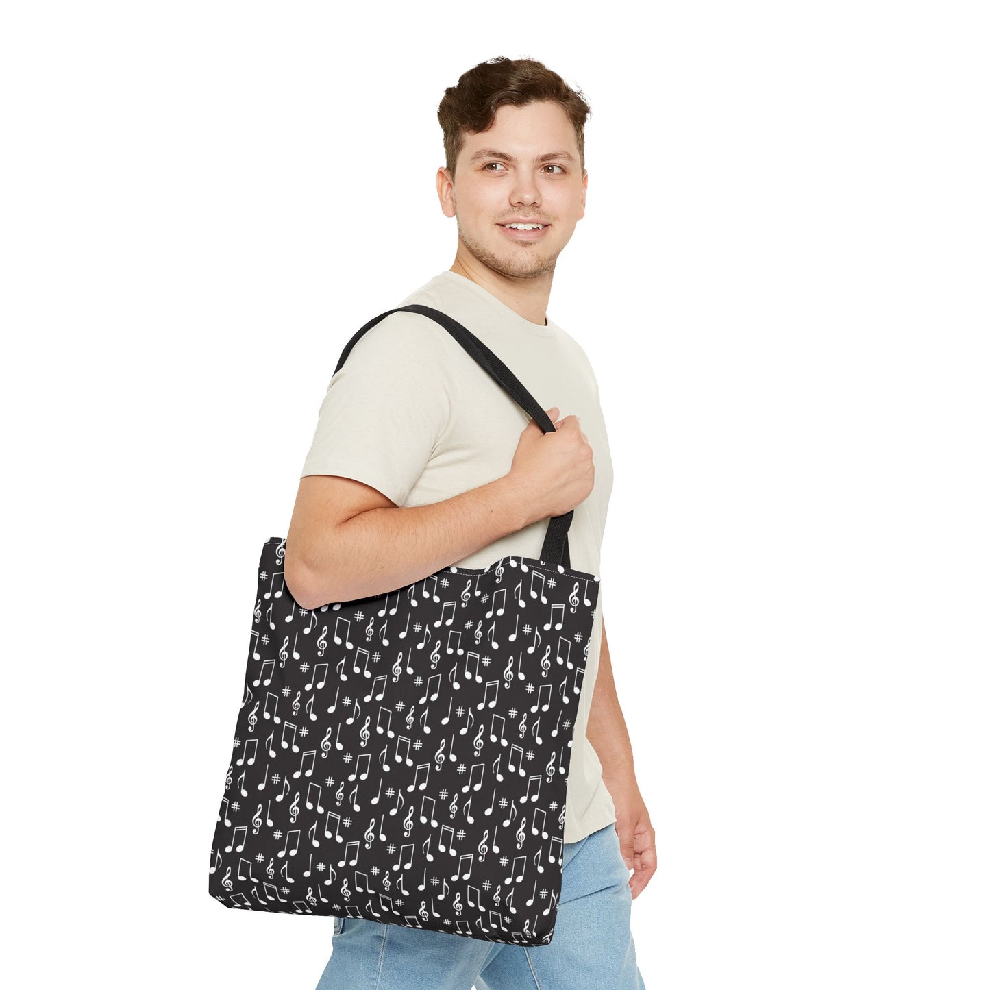 Musical Notes Tote Bag, Eco-Friendly Shopping Bag, Music Lover Gift, Stylish Carry-All, Gift for Musicians