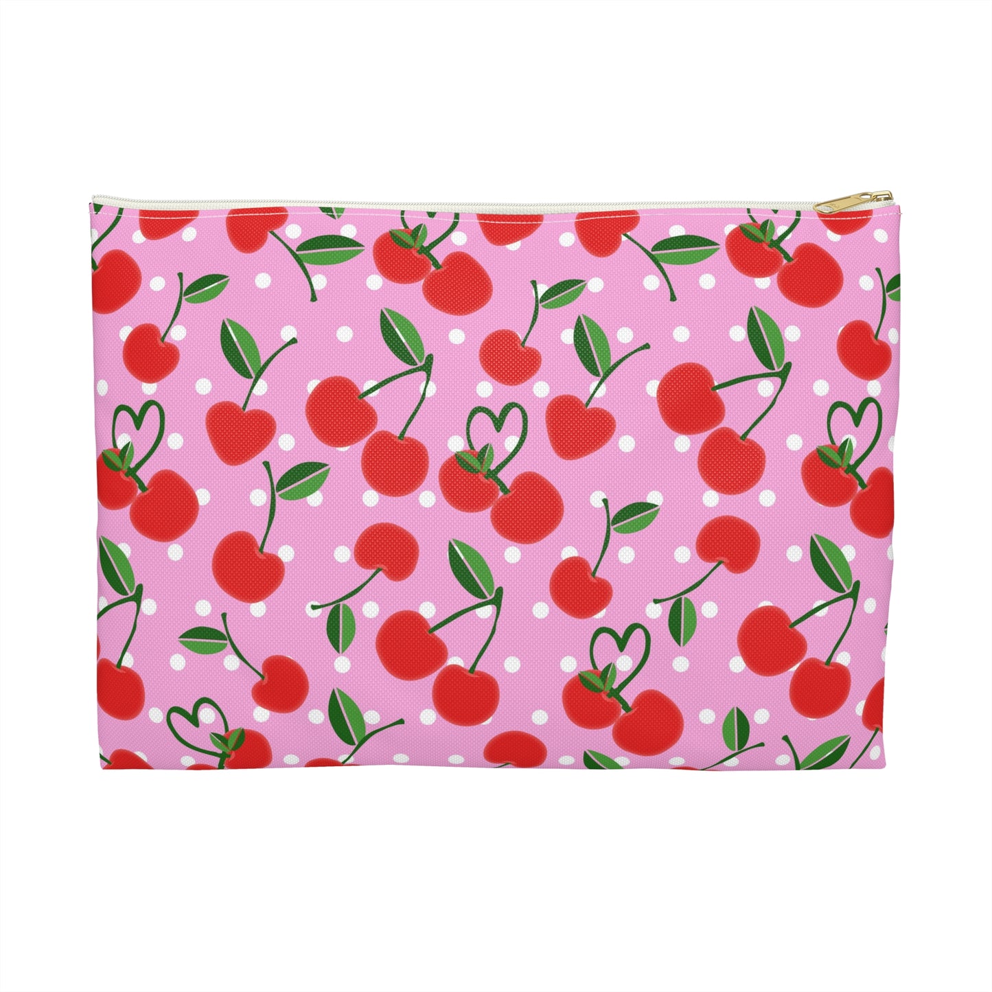 Cherry Print Accessory Pouch, Cute Makeup Bag, Travel Organizer, Gift for Her, Summer Accessories
