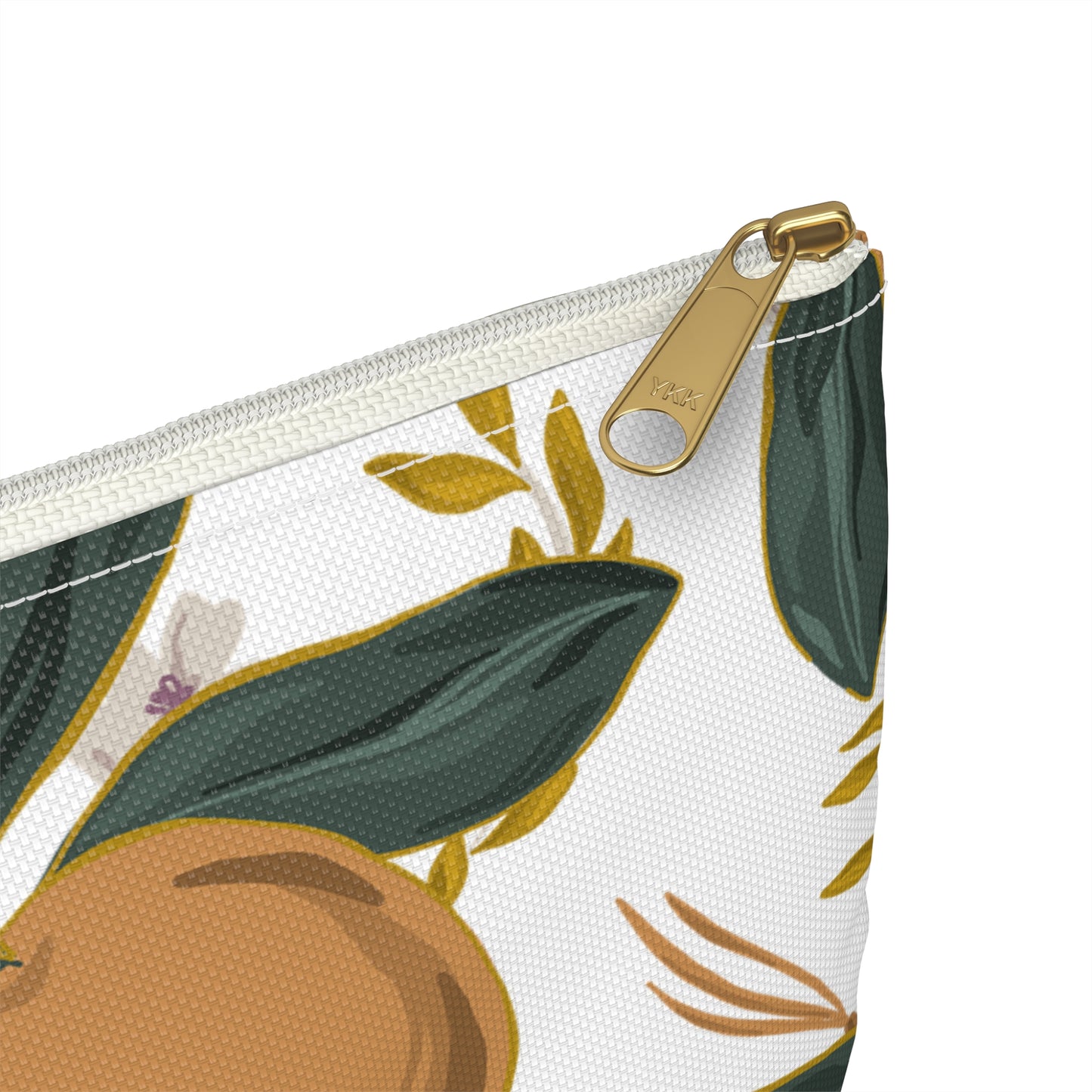 Botanical Orange Accessory Pouch, Cute Makeup Bag, Travel Organizer, Gift for Her, Floral Clutch, Summer Storage