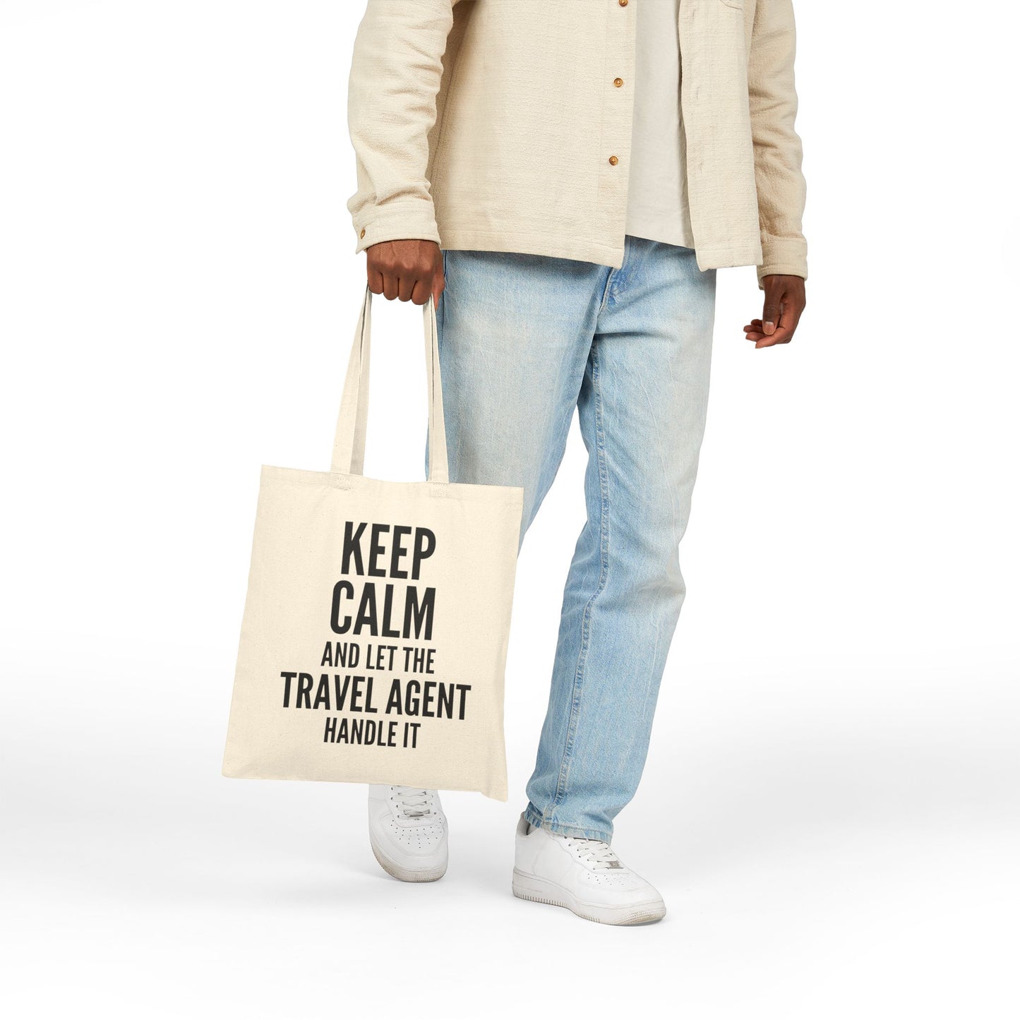 Travel Agent Tote Bag | Keep Calm Design | Eco-Friendly Canvas Bag for Travelers | Gift for Agents, Vacation Accessories, Beach Bag