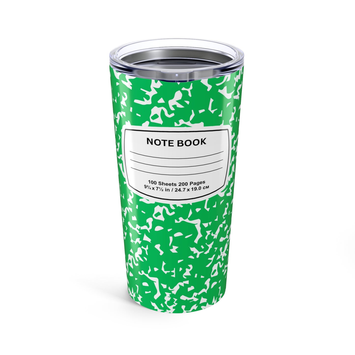 Stylish Note Book Tumbler, 20oz Insulated Travel Mug, Perfect for Students, Writers, Gift for Graduates, School Supplies, Green