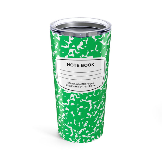 Stylish Note Book Tumbler, 20oz Insulated Travel Mug, Perfect for Students, Writers, Gift for Graduates, School Supplies, Green