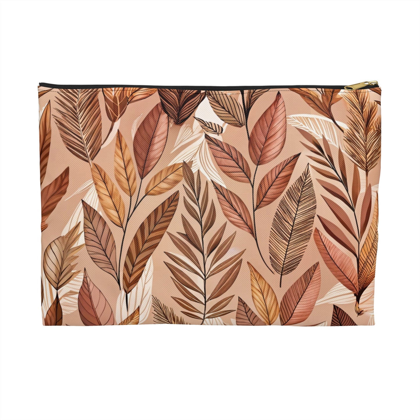 Bohemian Leaf Accessory Pouch - Floral Clutch, Makeup Bag, Travel Organizer, Gift for Her, Fall Decor