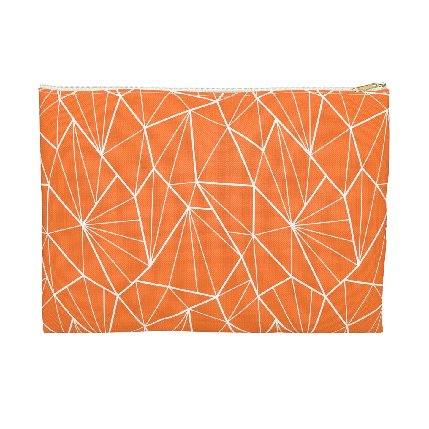 Geometric Orange Accessory Pouch, Stylish Makeup Bag, Travel Organizer, Gift Idea for Her, Clutch Purse, Storage Solution