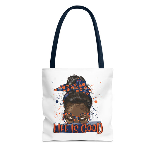 Trendy Tote Bag - Life is Good Design, Basketball Pattern, Stylish Carryall for Everyday Use, Eco-Friendly Shopping, Gift for Sports Lovers