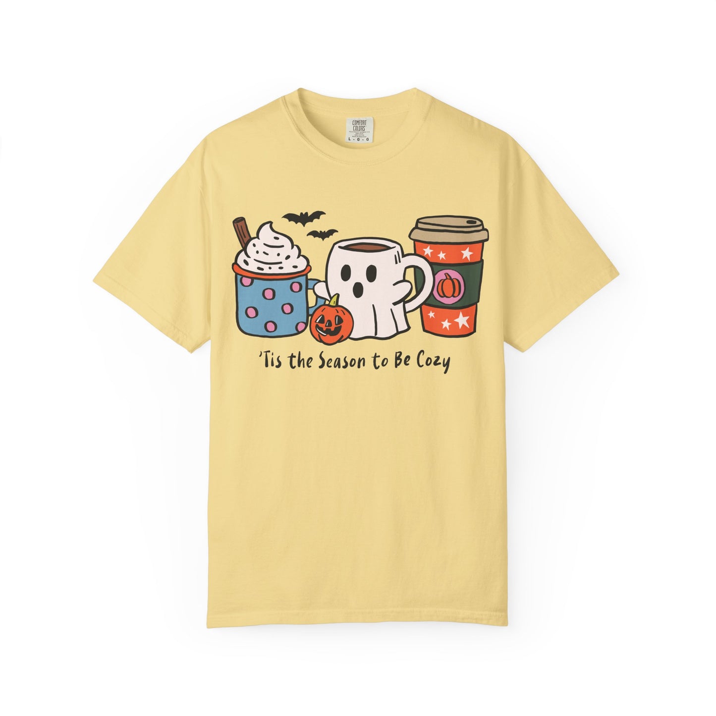 Cozy Halloween T-Shirt, Unisex Fashion Tee, Fall Apparel, Pumpkin Spice Drink Shirt, Seasonal Outfit, Gifts for Halloween Lovers