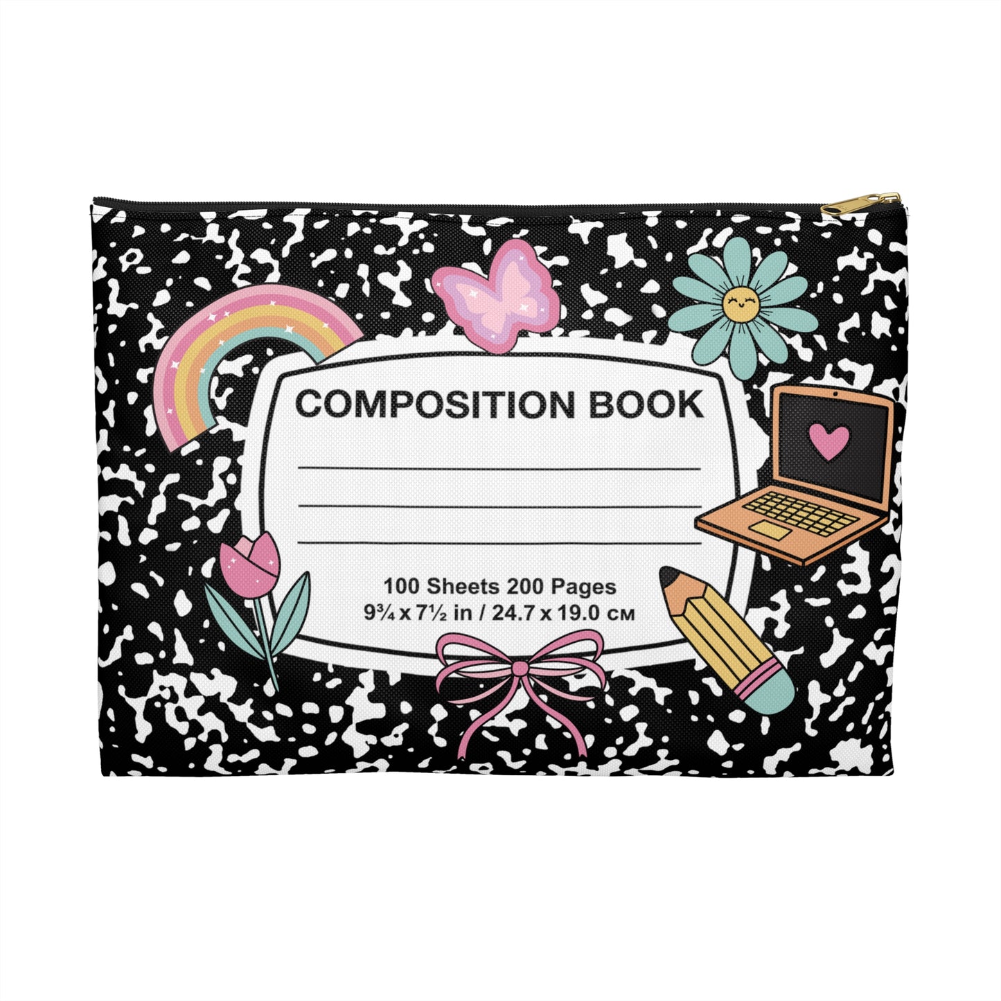 Cute Composition Book Accessory Pouch, Fun Pencil Case, Colorful Makeup Bag, School Supplies Organizer, Gift for Students