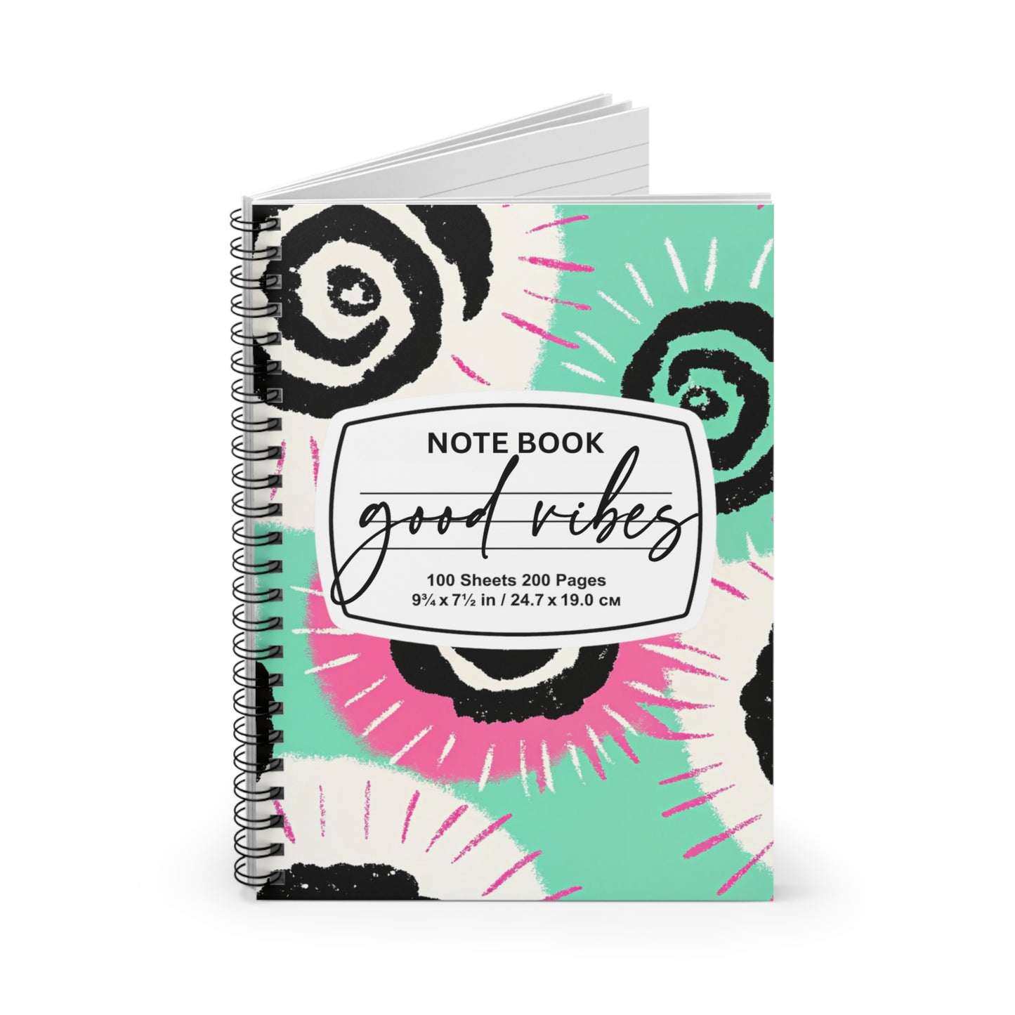 Good Vibes Spiral Notebook, Positive Affirmation Journal, Cute School Supplies, Gift for Students, Handmade Notebook