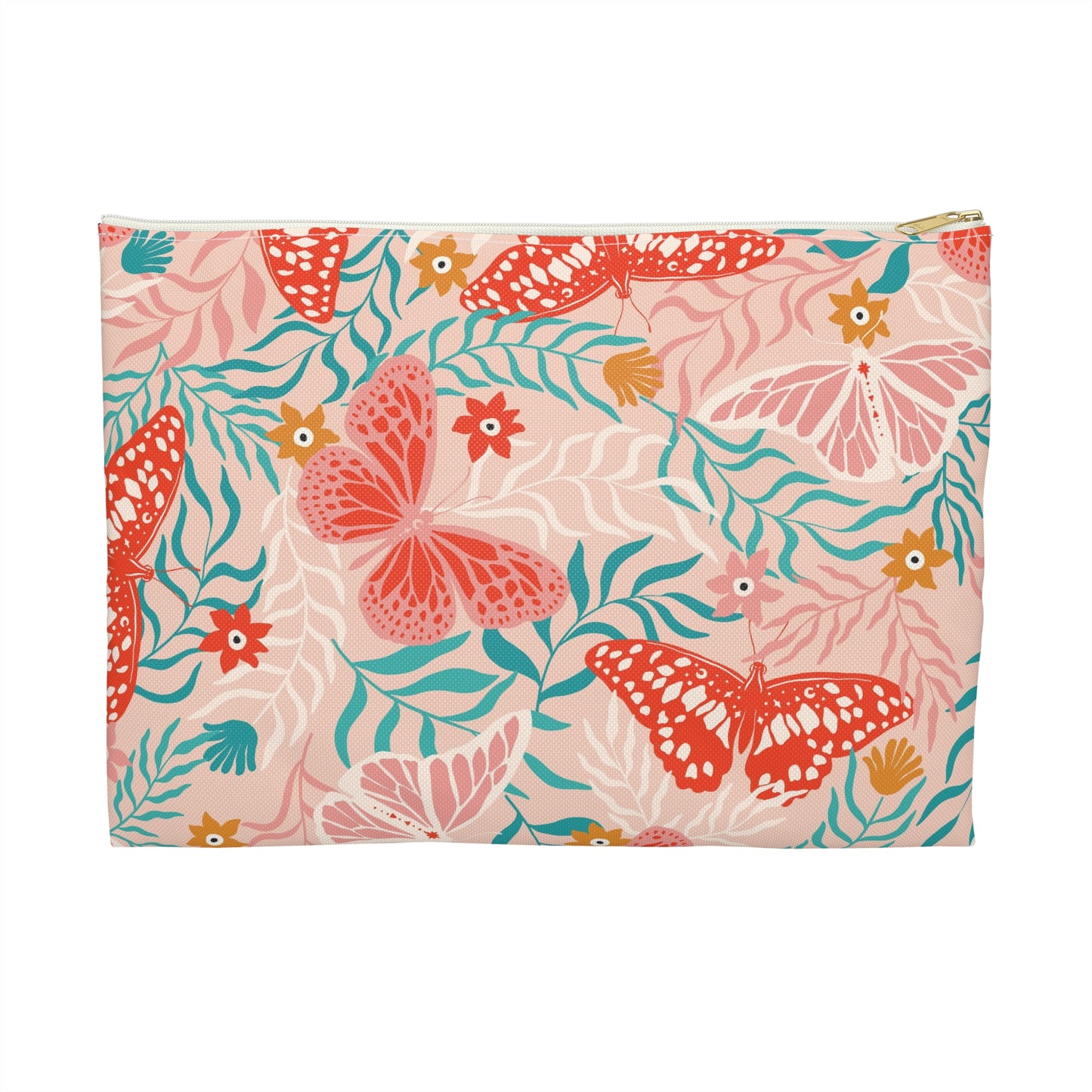 Butterfly Garden Accessory Pouch - Floral Makeup Bag, Travel Organizer, Gift for Her, Butterfly Print Clutch, Nature Lover Purse