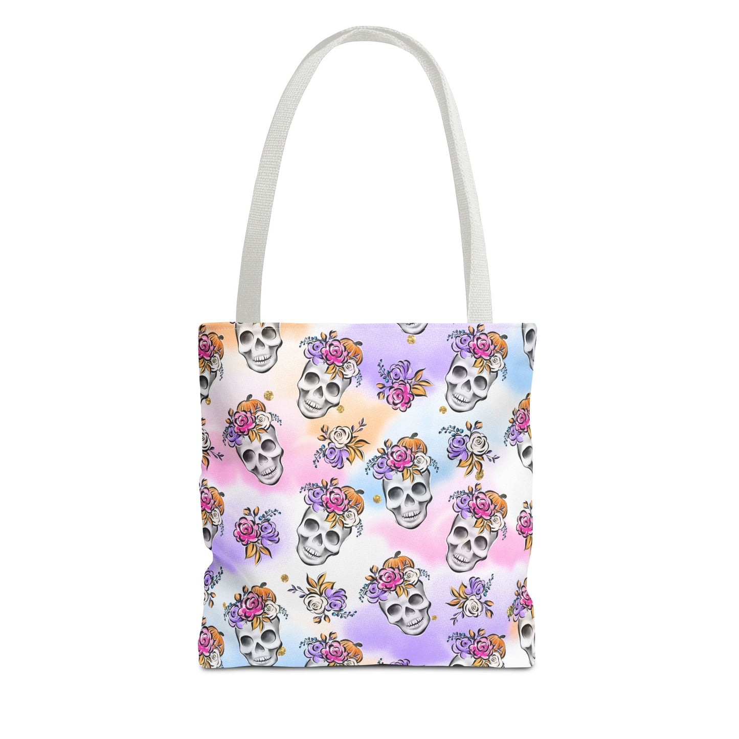 Floral Skull Tote Bag - Stylish Shopping, Beach, Everyday Use, Unique Gift, Eco-Friendly, AOP Design