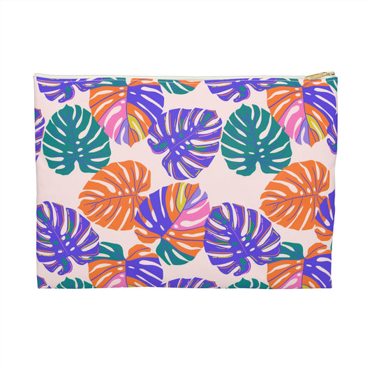 Tropical Leaf Accessory Pouch - Vibrant Beachy Makeup Bag, Travel Organizer, Gift for Her, Summer Vibes, Floral Print