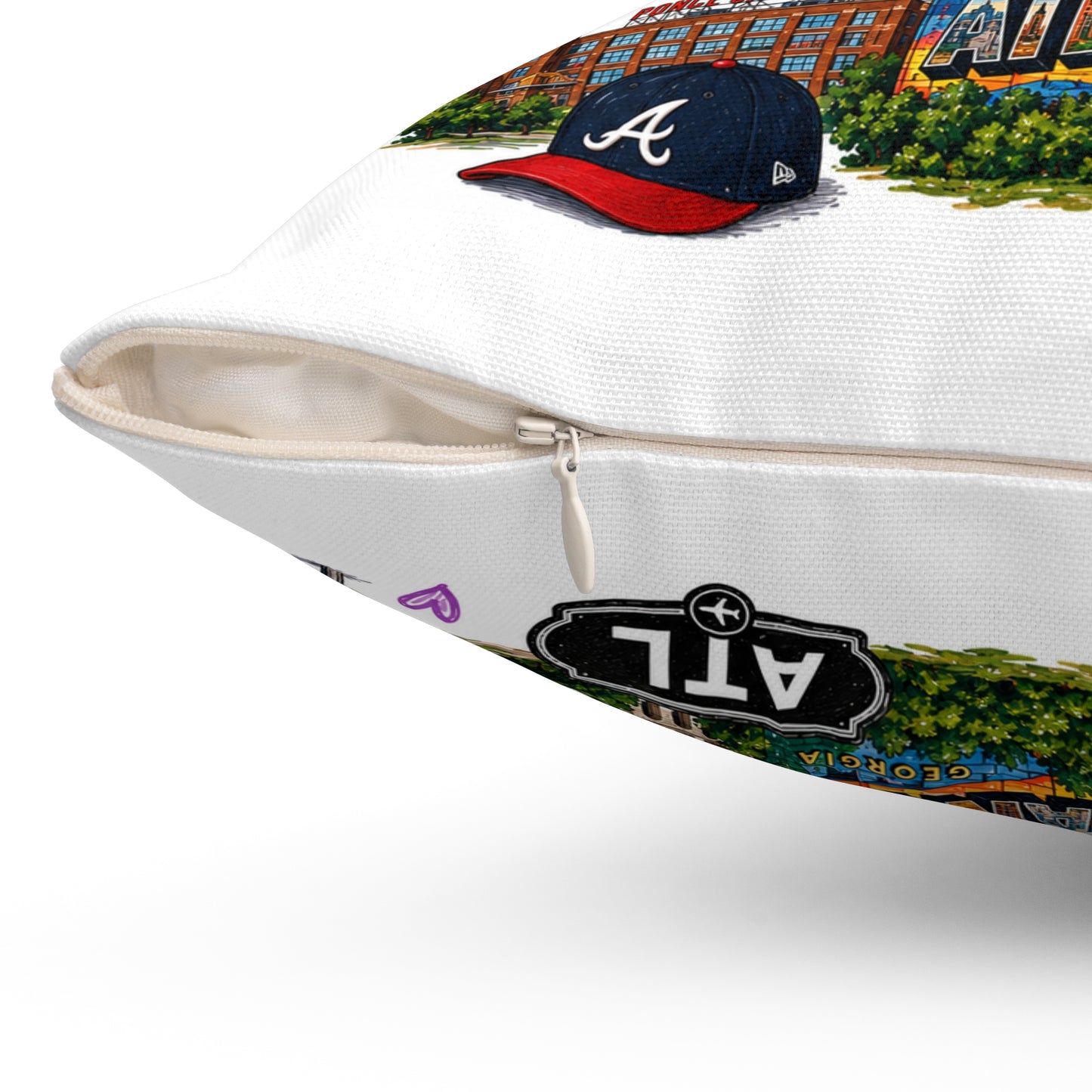 Atlanta Love Decorative Pillow — City Skyline & Landmarks Accent Cushion
