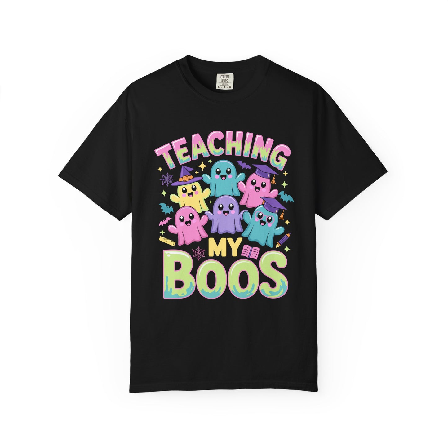 Colorful Teaching My Boos T-Shirt, Cute Halloween Gift, Teacher Appreciation Top, Fall Fashion Wear, Unisex Spooky Shirt
