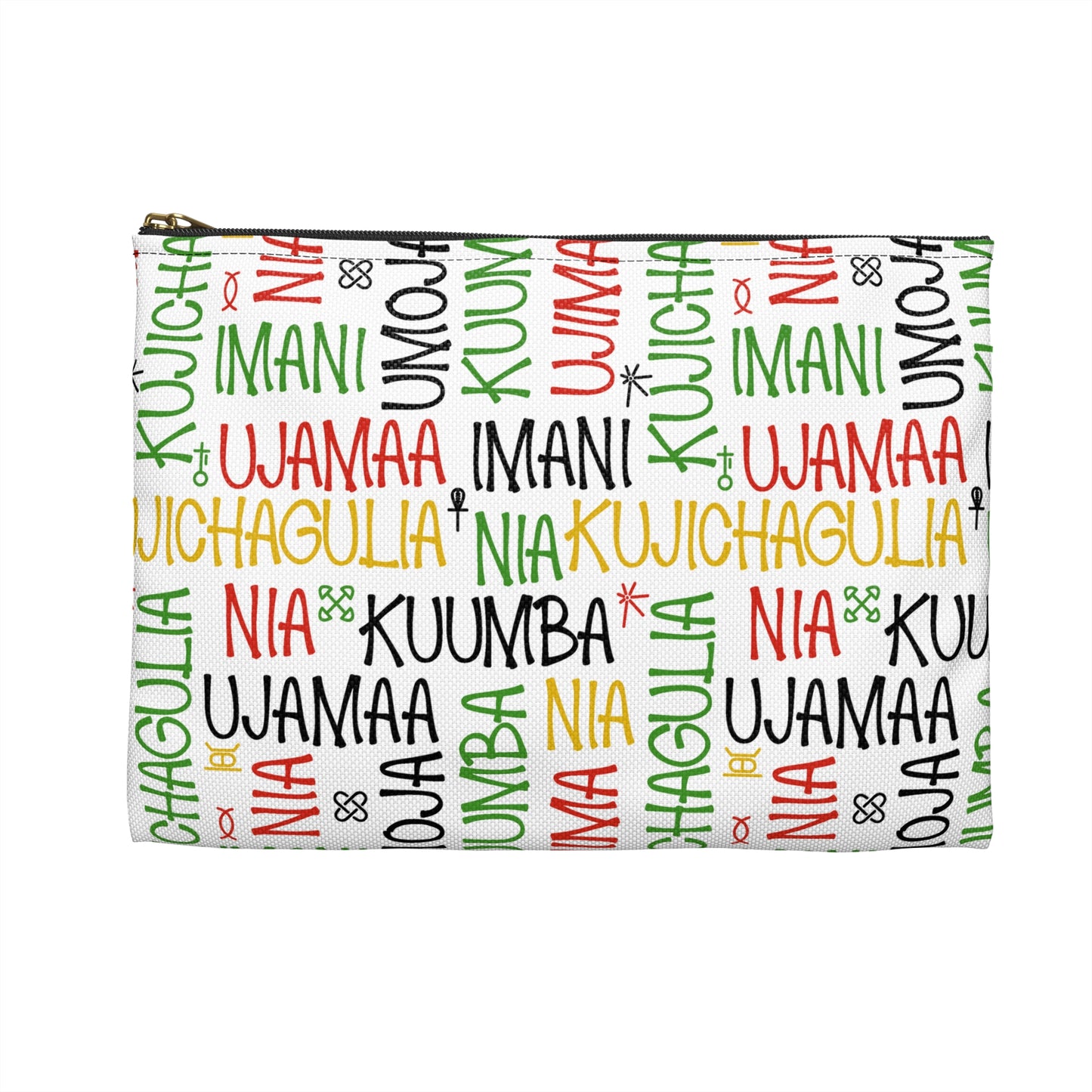 Vibrant Kwanzaa Accessory Pouch, Ethnic Patterns, Holiday Storage Bag, Gift for Her, Travel Makeup Case, Eco-Friendly Pouch