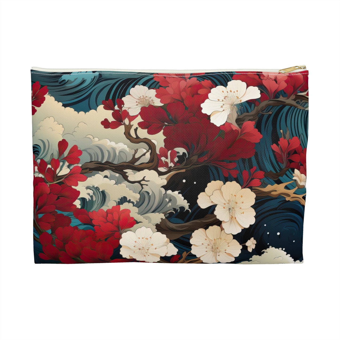 Floral Waves Accessory Pouch - Elegant, Travel, Organizer, Gift, Art, Bag