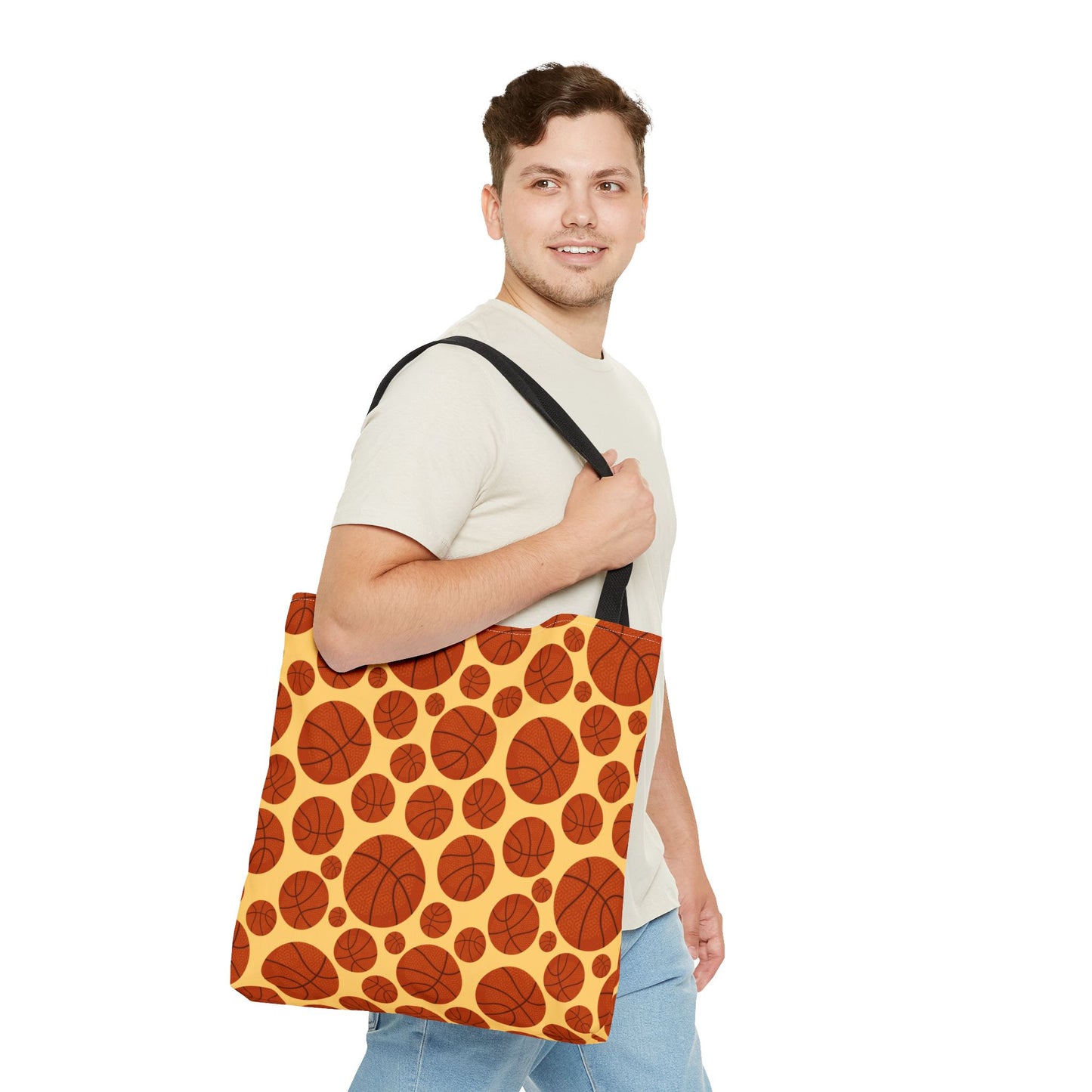 Basketball Pattern Tote Bag - Perfect for Sports Lovers, Gym Essentials, Game Day, Coaches, Team Gifts