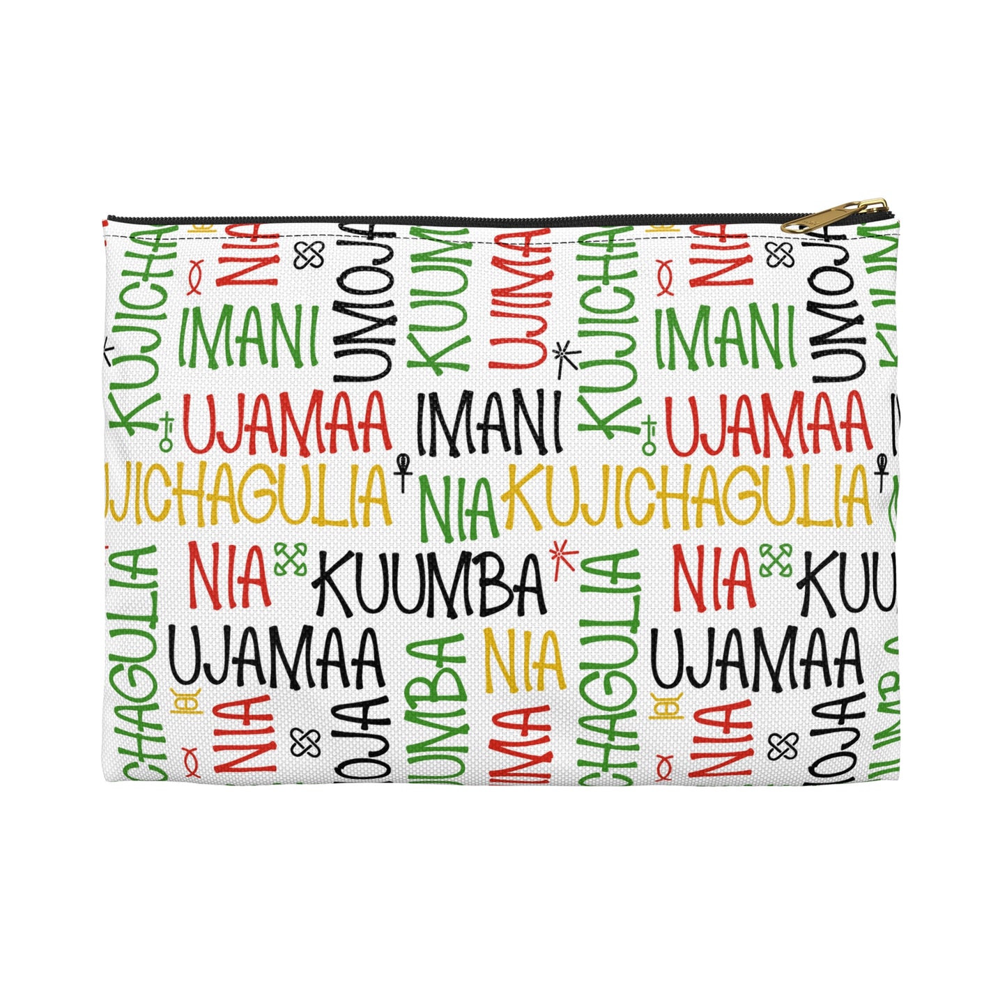 Vibrant Kwanzaa Accessory Pouch, Ethnic Patterns, Holiday Storage Bag, Gift for Her, Travel Makeup Case, Eco-Friendly Pouch