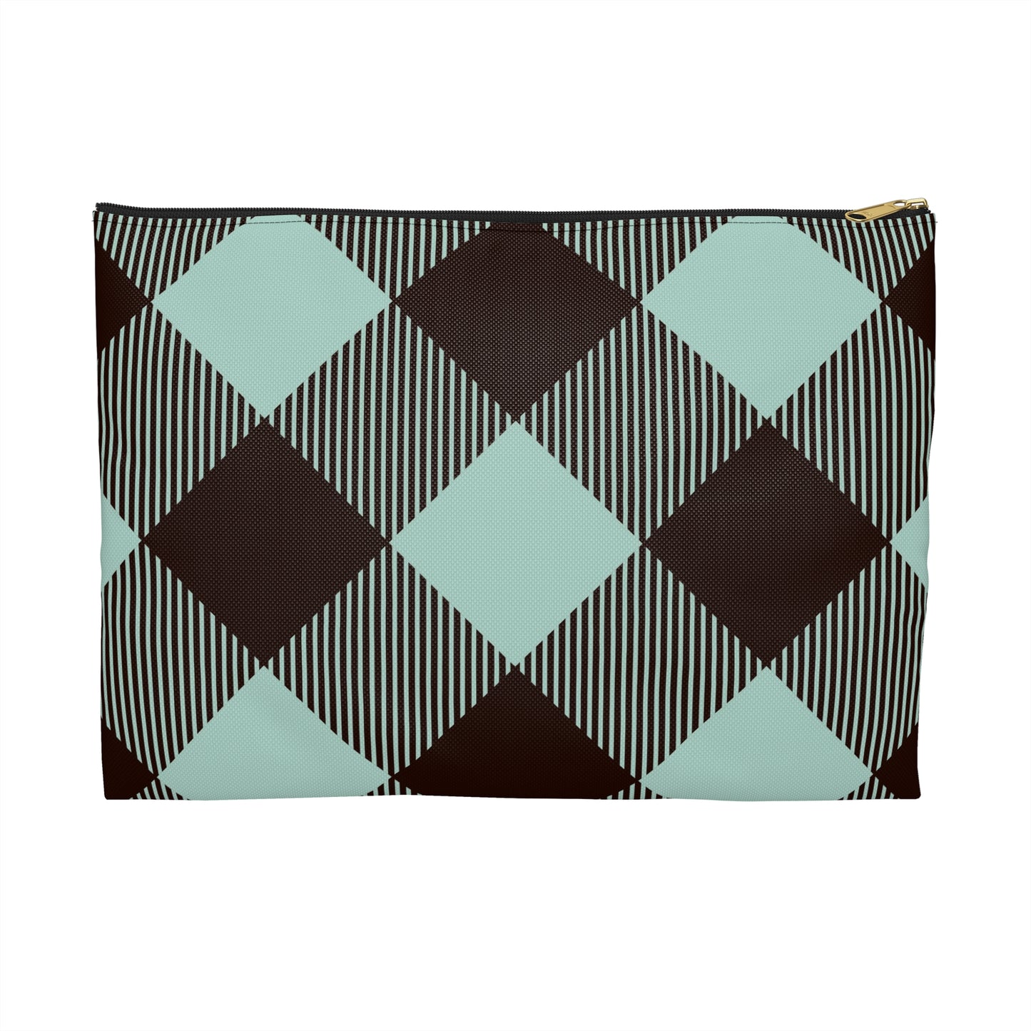 Chic Plaid Accessory Pouch, Fashionable Makeup Bag, Stylish Organizing Tote, Perfect Gift for Her, Ideal for Travel and Daily Use, Turquoise