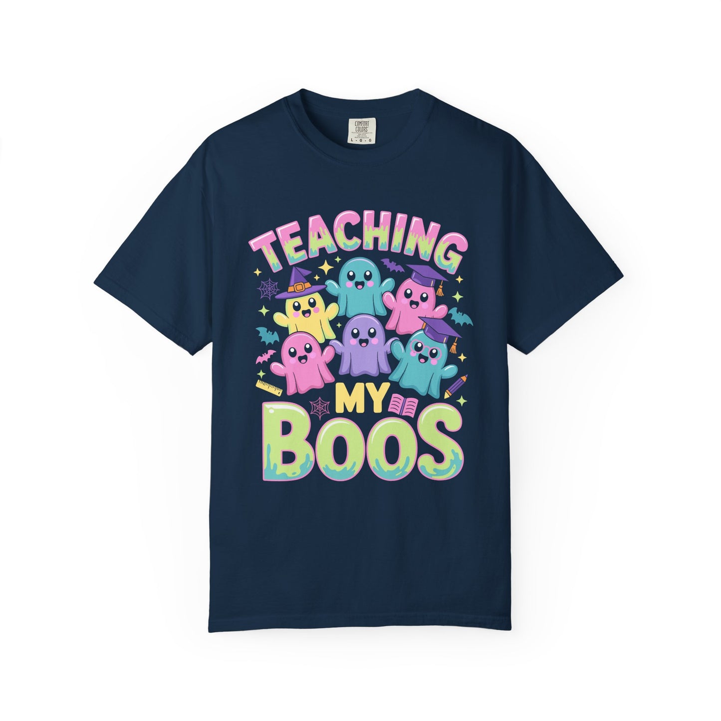Colorful Teaching My Boos T-Shirt, Cute Halloween Gift, Teacher Appreciation Top, Fall Fashion Wear, Unisex Spooky Shirt