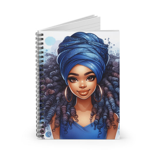 Boho Blue Haired Spiral Notebook - Stylish Ruled Journal for Creative Souls