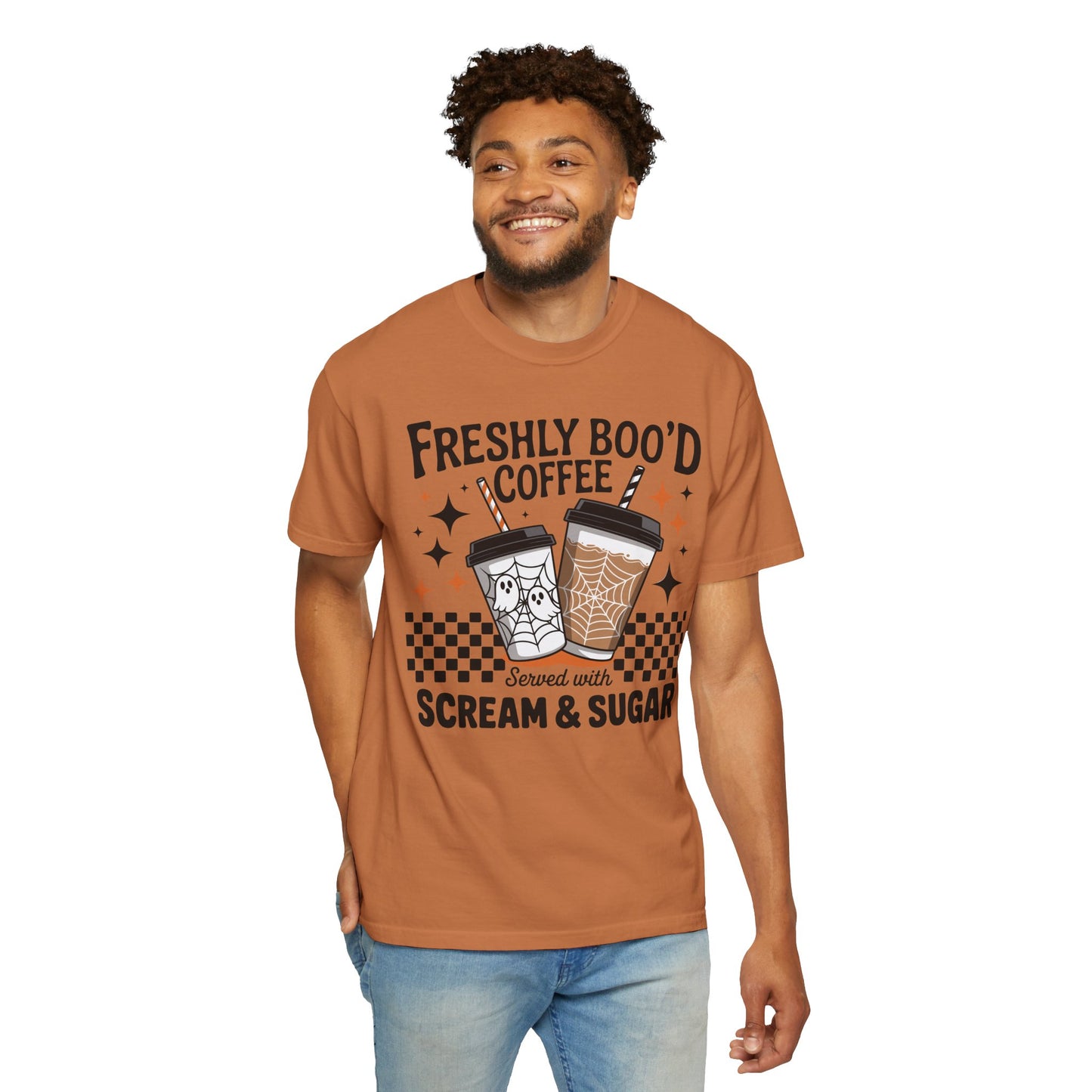 Spooky Vibes Coffee T-shirt, Halloween Gift, Unisex Tee, Fall Fashion, Casual Comfortable Wear, Fun Holiday Top