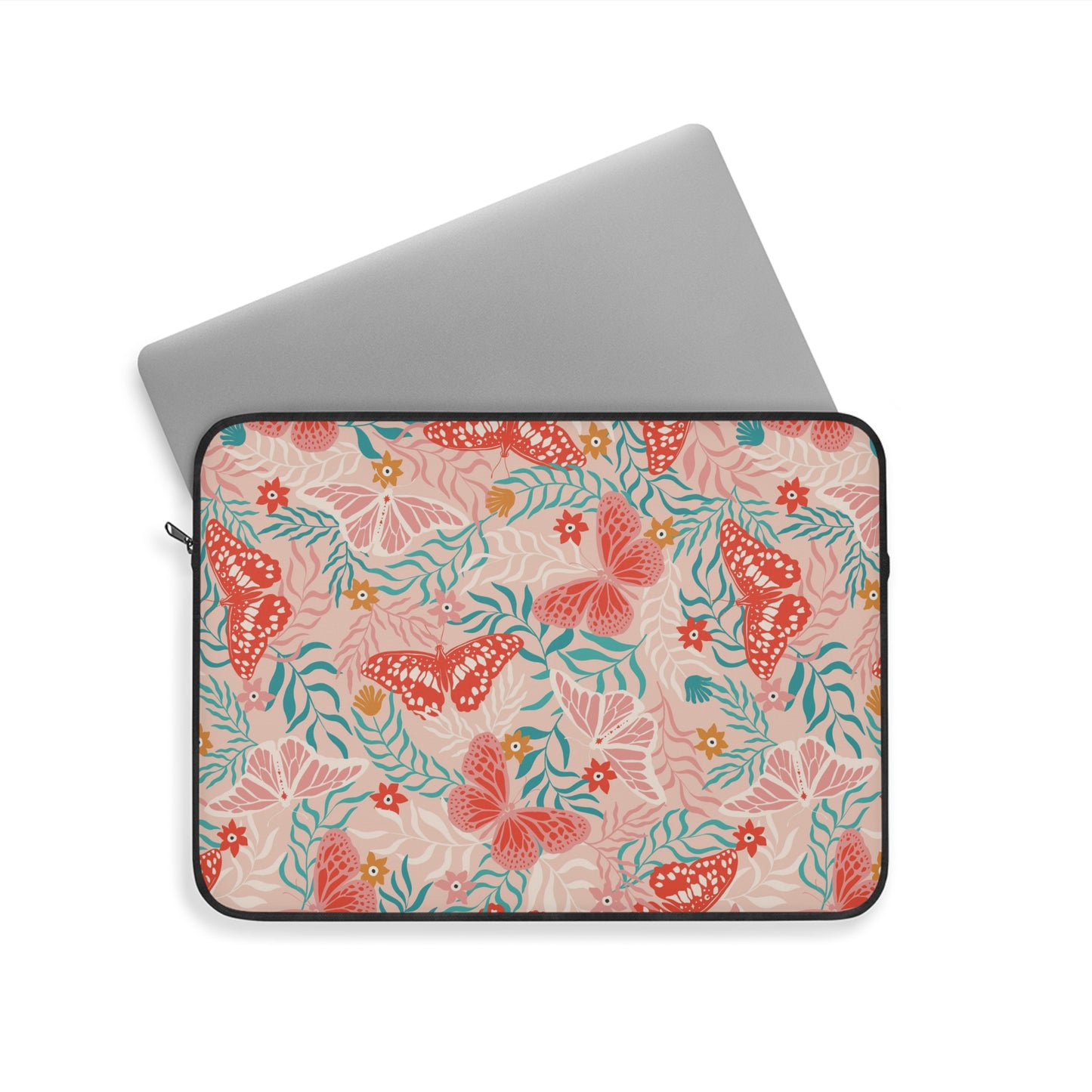 Stylish Floral Laptop Sleeve, Boho Laptop Case, Butterfly Sleeve, Flower Pattern Laptop Cover, Personalized Tech Accessory
