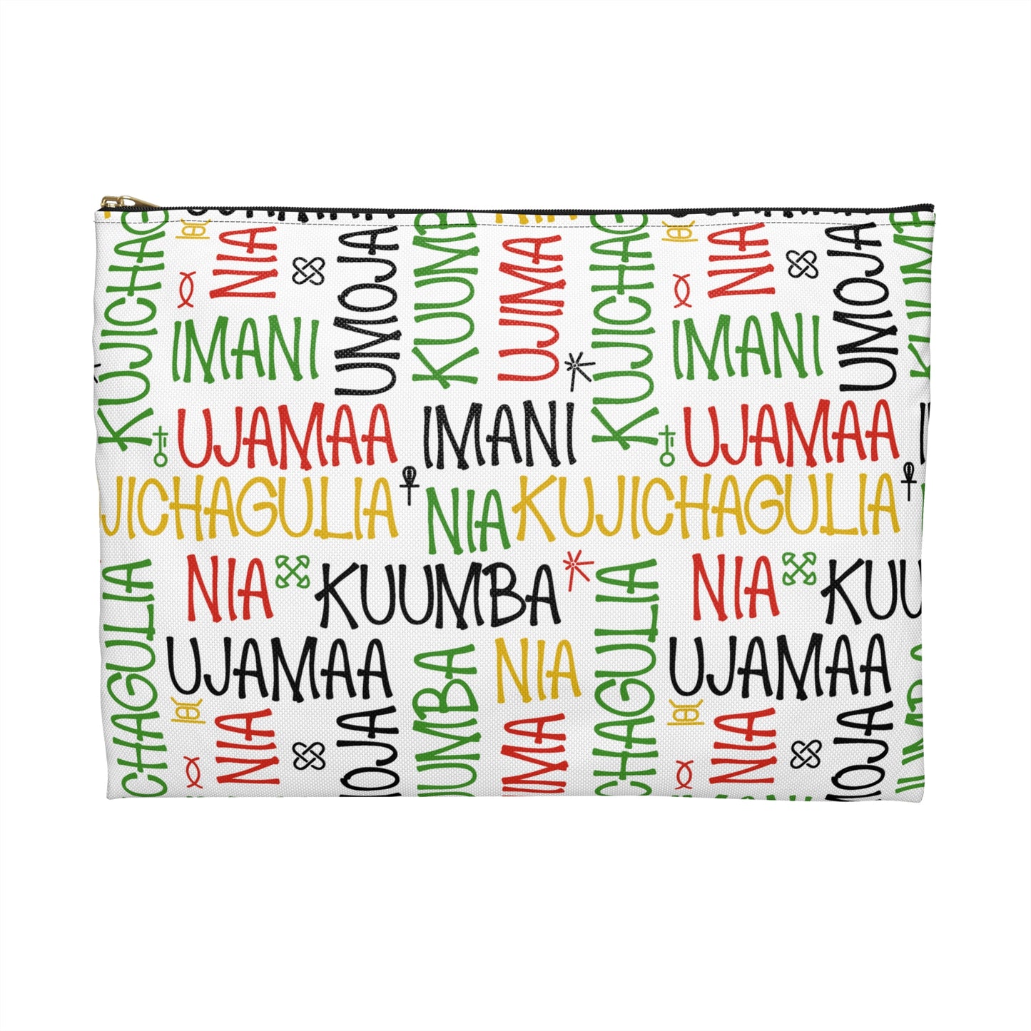Vibrant Kwanzaa Accessory Pouch, Ethnic Patterns, Holiday Storage Bag, Gift for Her, Travel Makeup Case, Eco-Friendly Pouch