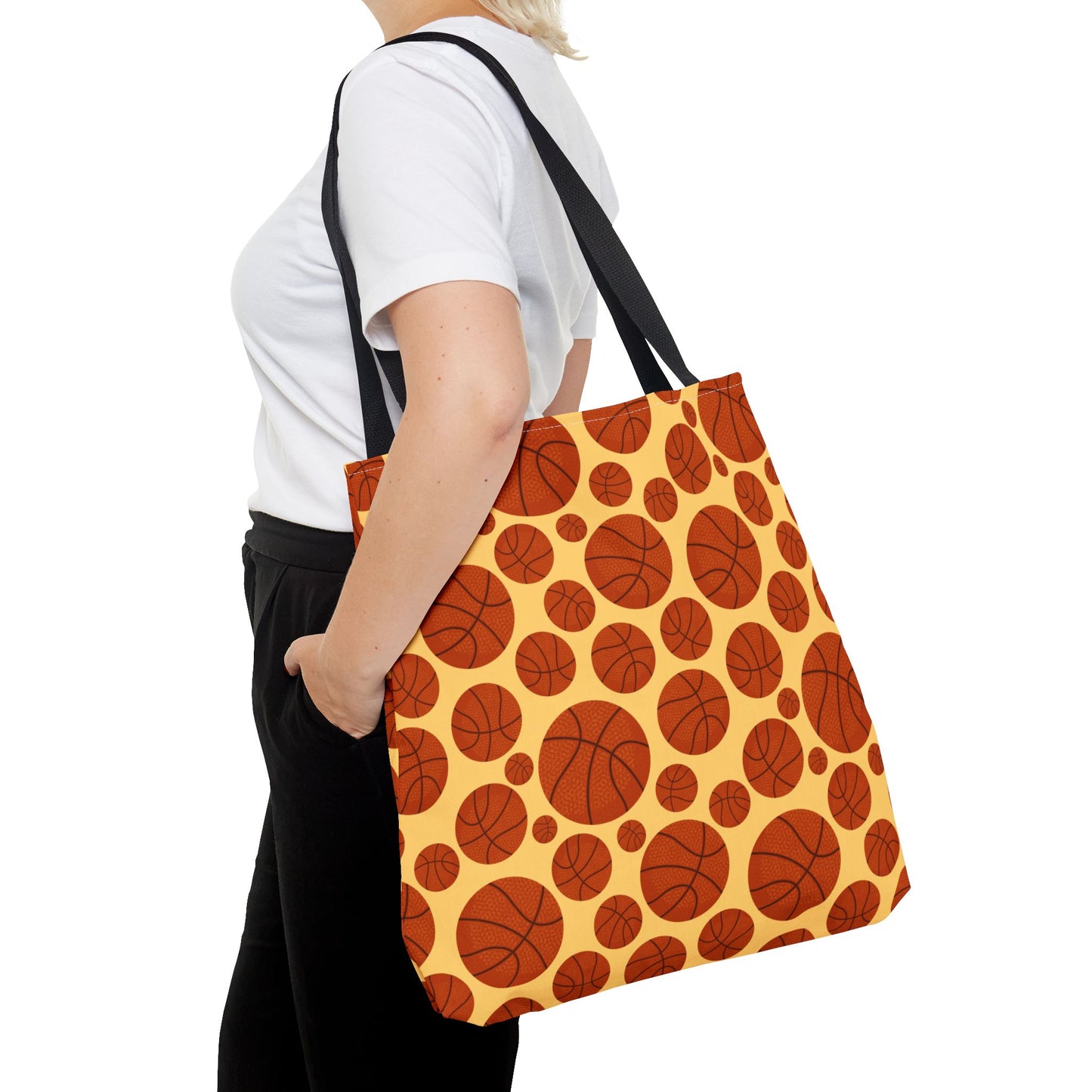 Basketball Pattern Tote Bag - Perfect for Sports Lovers, Gym Essentials, Game Day, Coaches, Team Gifts